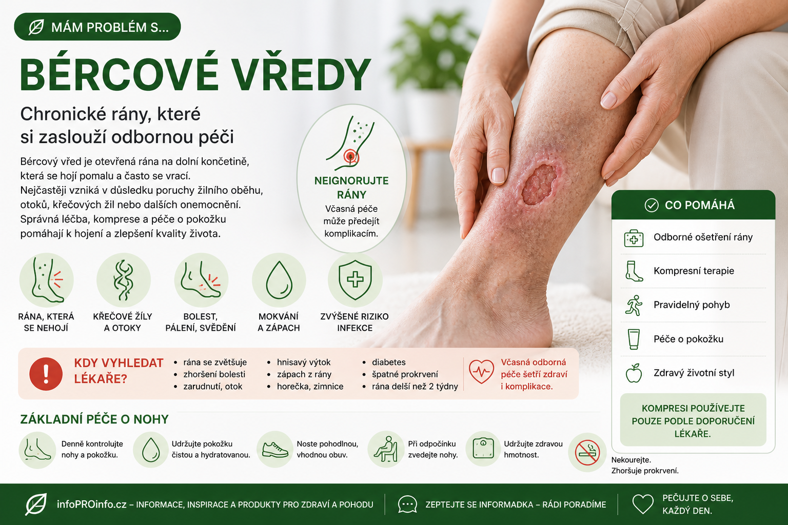 Bércové vředy: proč vznikají, jak je poznat a proč patří do rukou odborníka