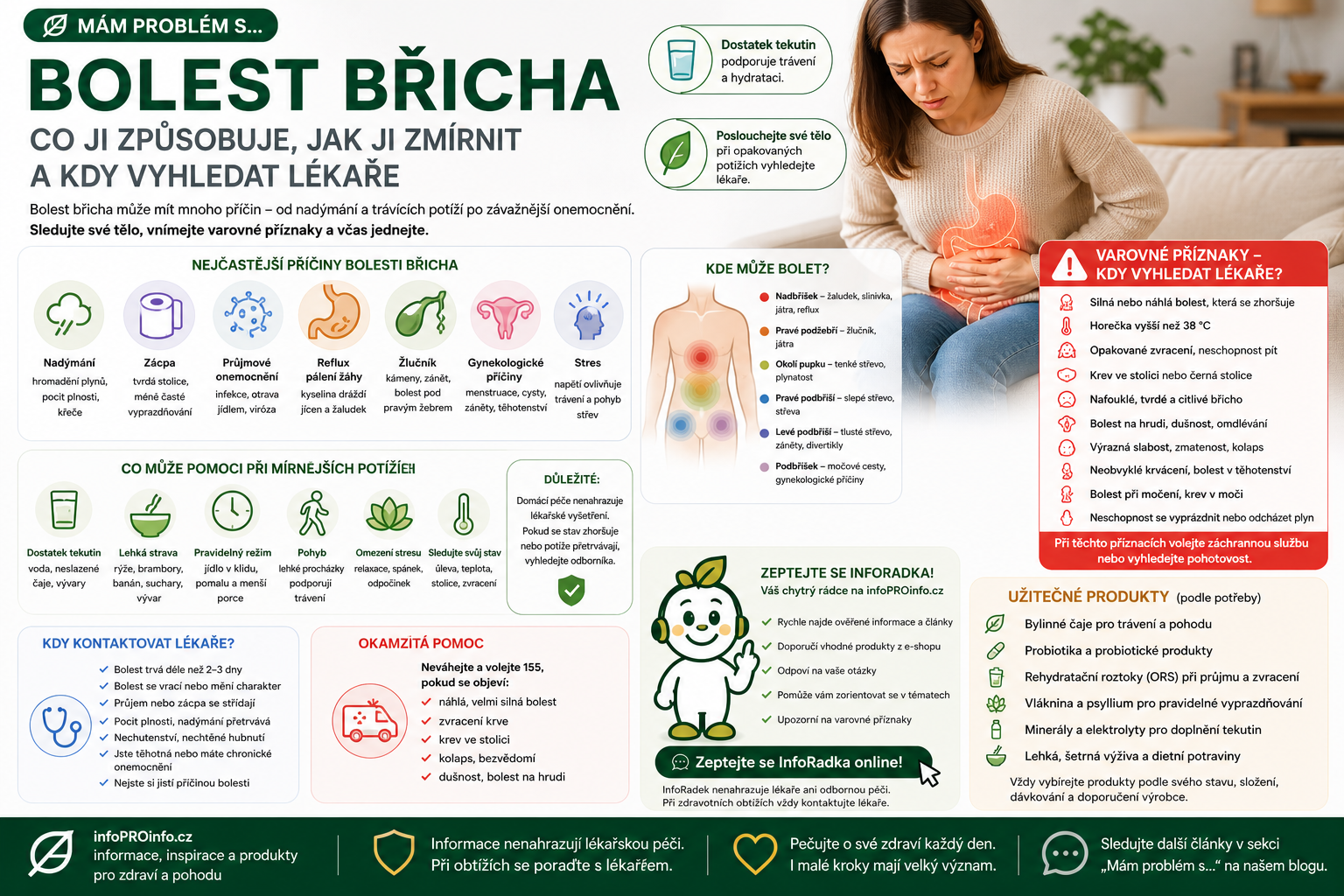 Bolest břicha u dospělých: co ji může způsobit a kdy vyhledat lékaře