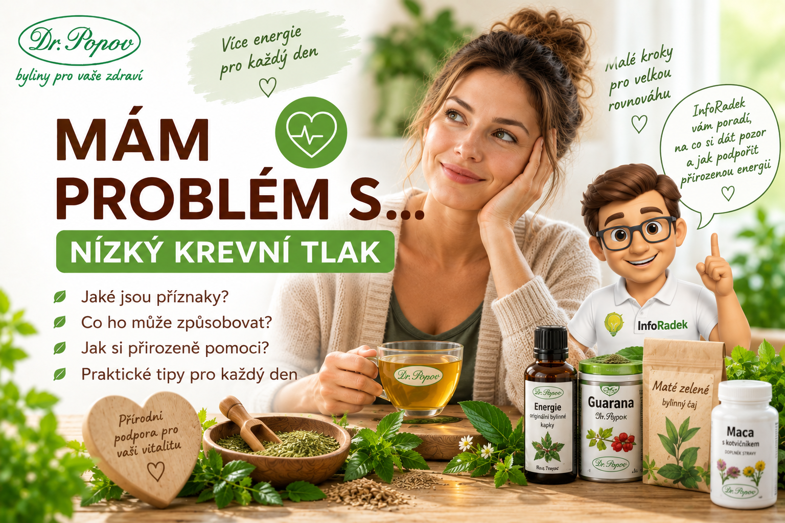 Nízký krevní tlak – příznaky, příčiny a co pomáhá