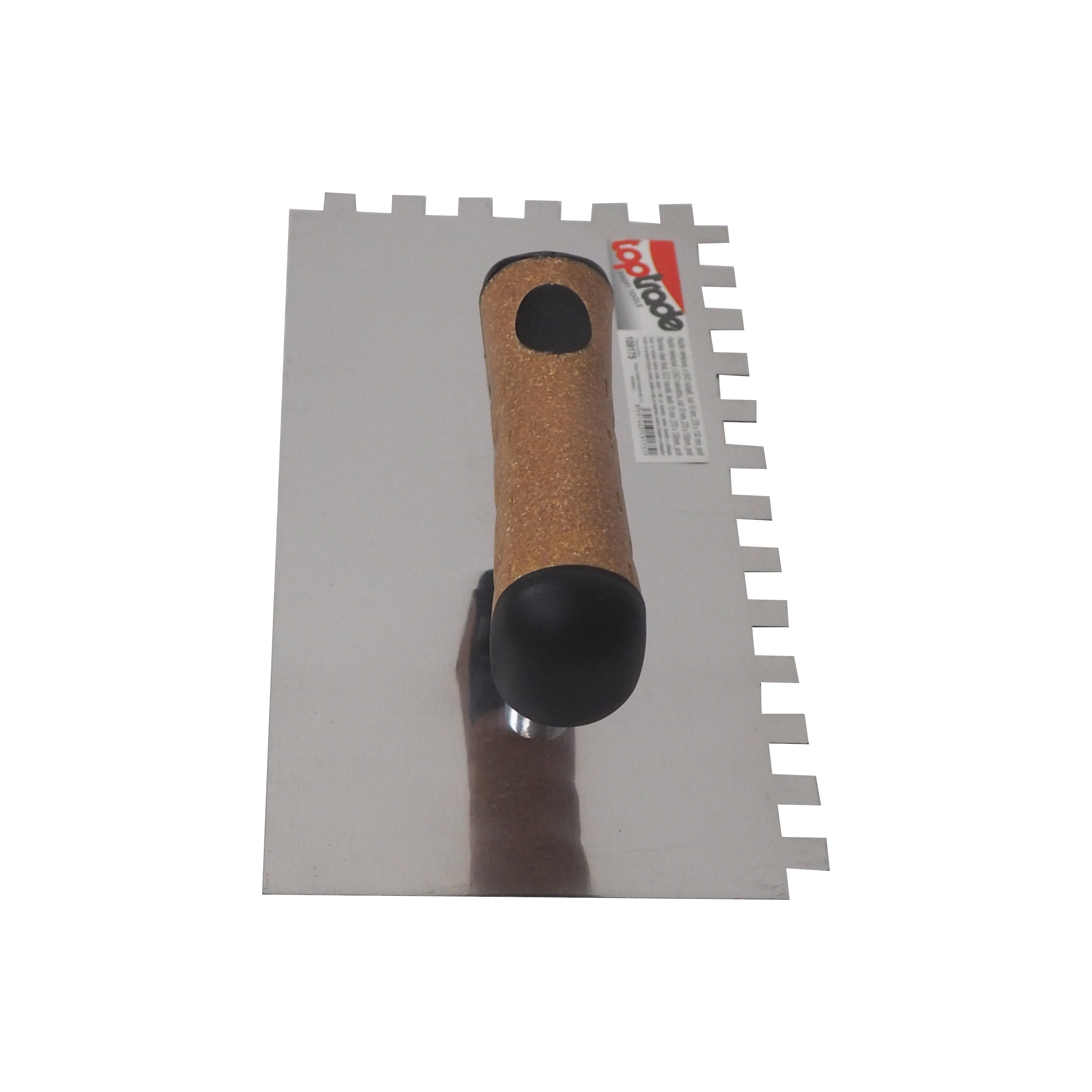 TOPTRADE hladítko nerezové, s EKO rukojetí, zub 10 mm, 270 x 130 mm, profi