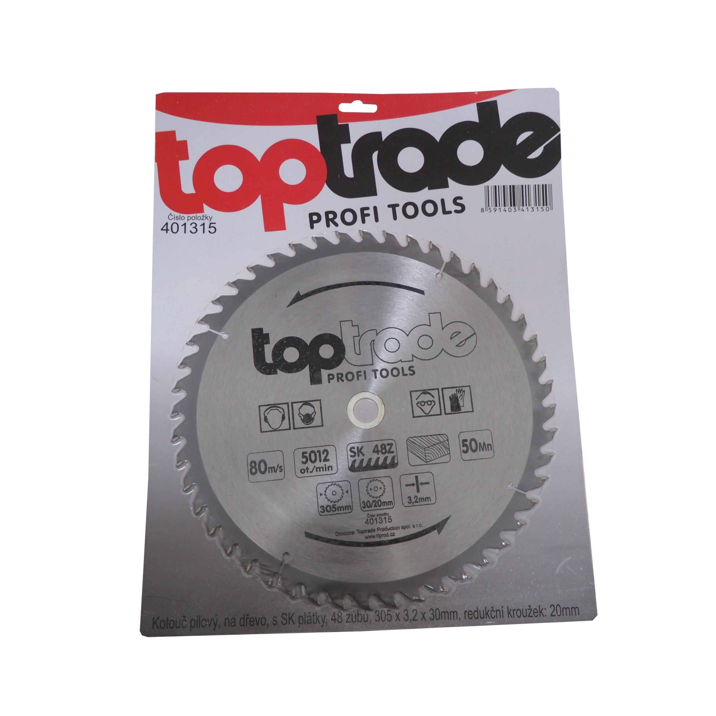 TOPTRADE pilový kotouč 305×3,2×30/20 mm, 48 zubů