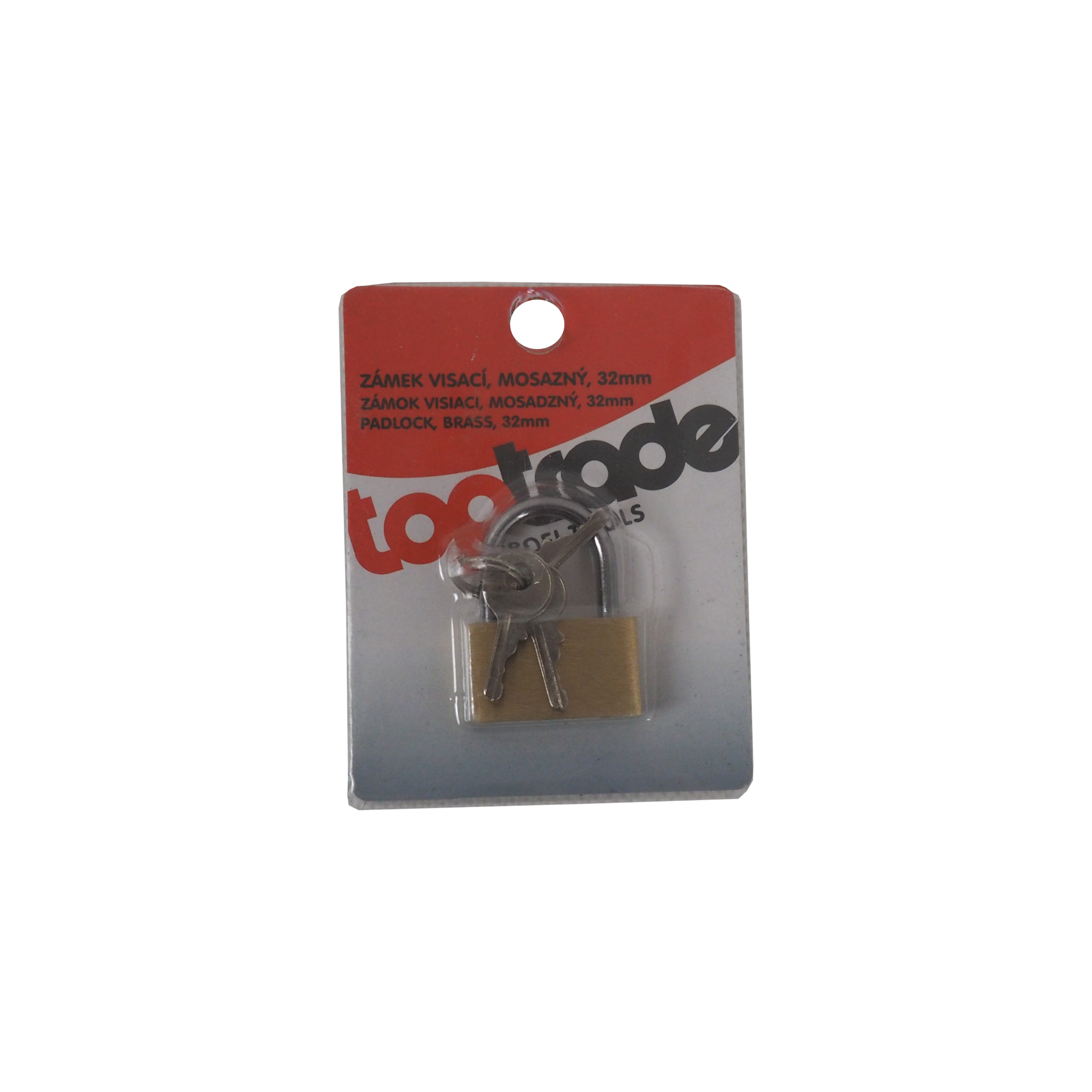 TOPTRADE visací zámek, mosazný, 32 mm