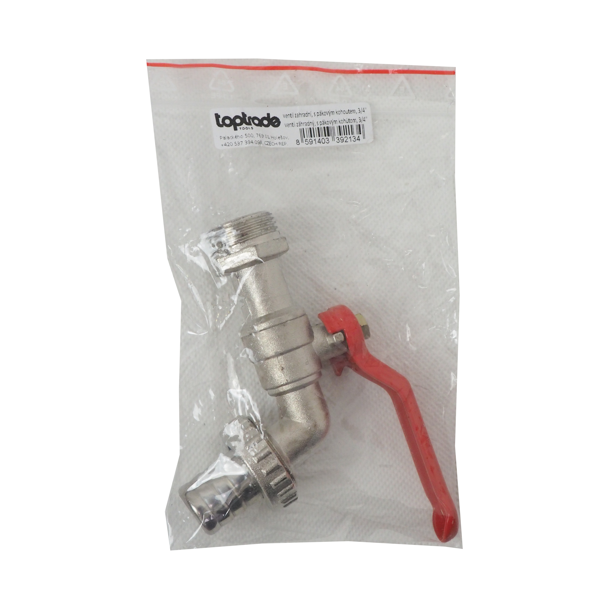 TOPTRADE zahradní ventil 3/4" – pákový kohout se šroubením na hadici