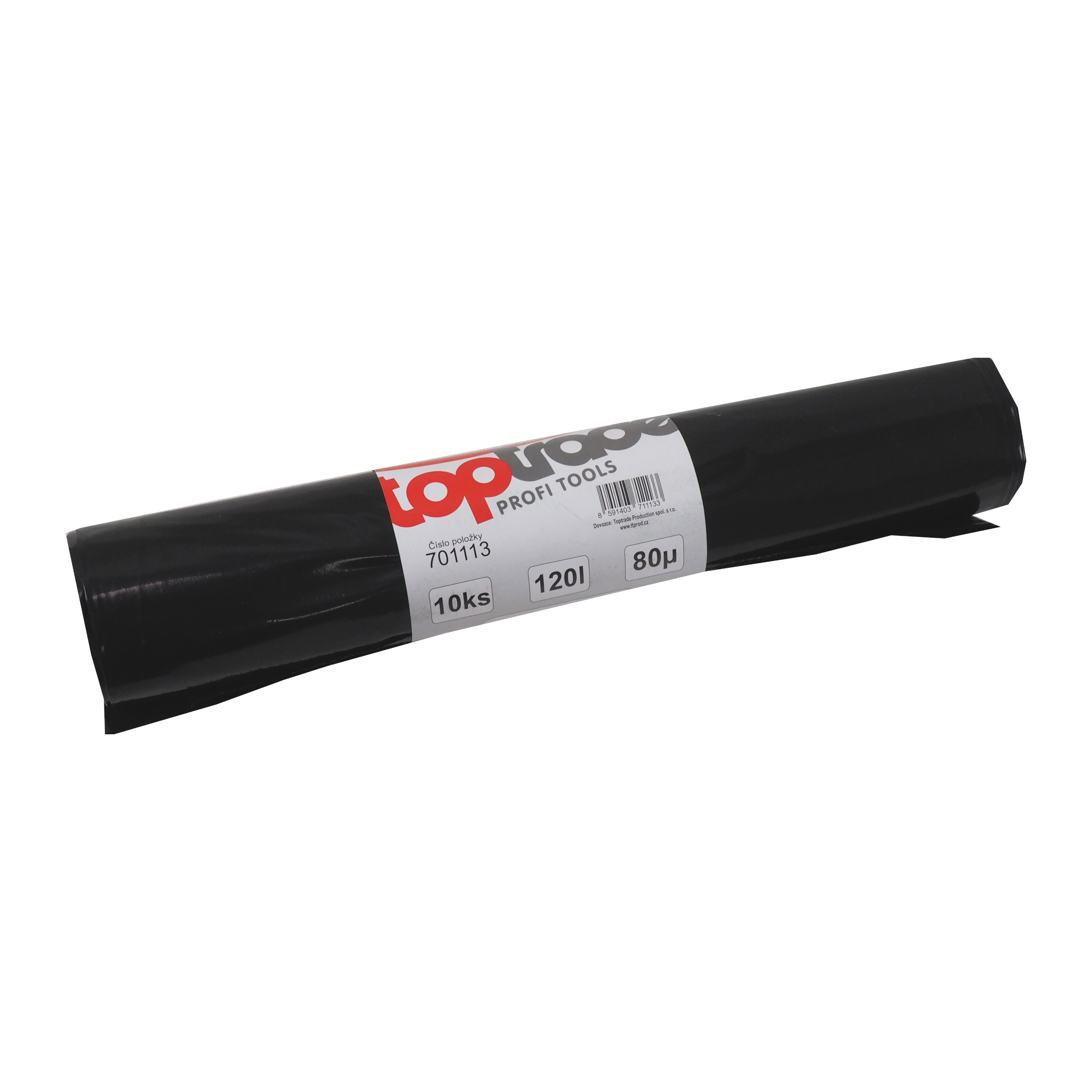 TOPTRADE pytle na odpad 120 l, 80 µm, 10 ks, černé
