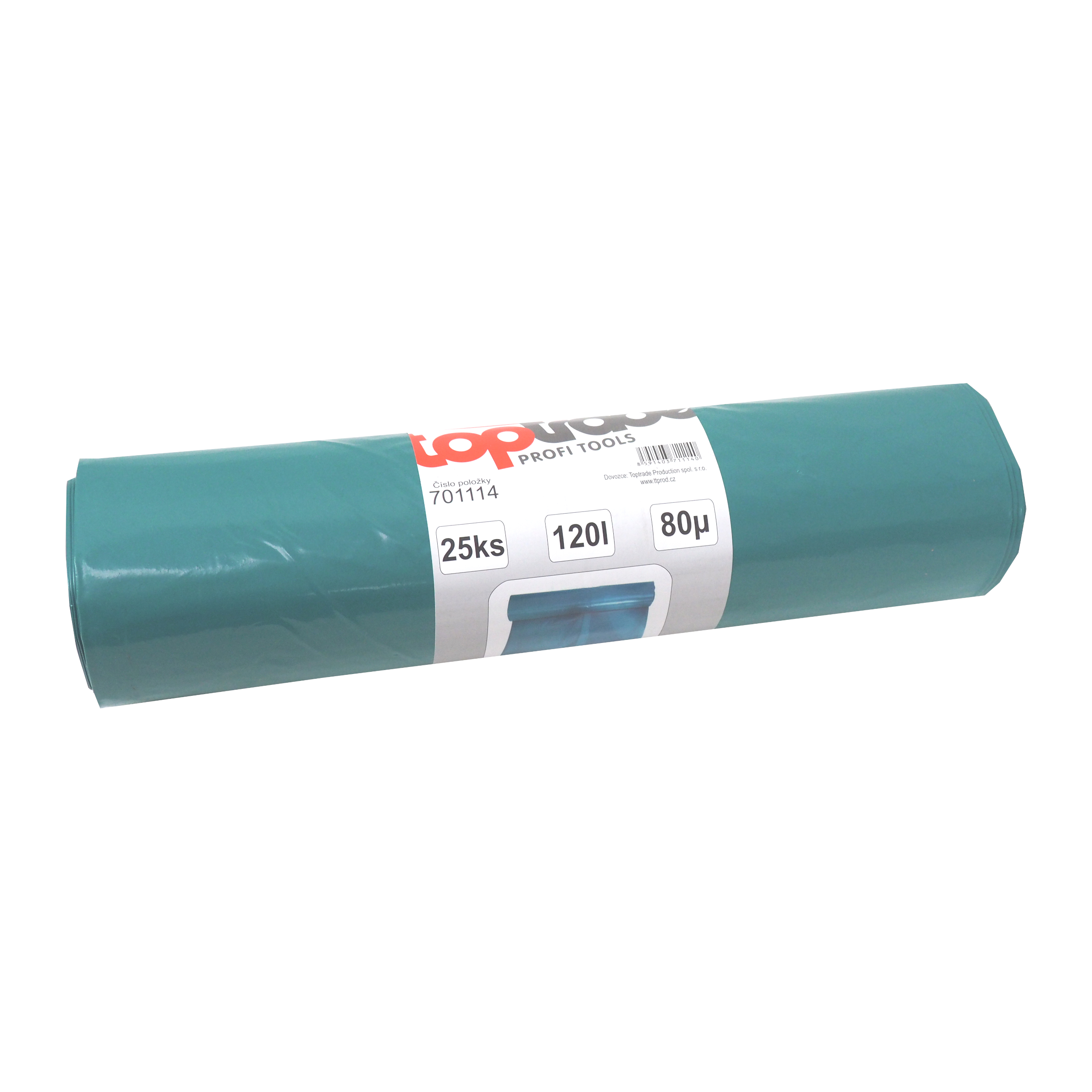 TOPTRADE pytle na odpad 120 l, 80 µm, modré – 25 ks (LDPE)