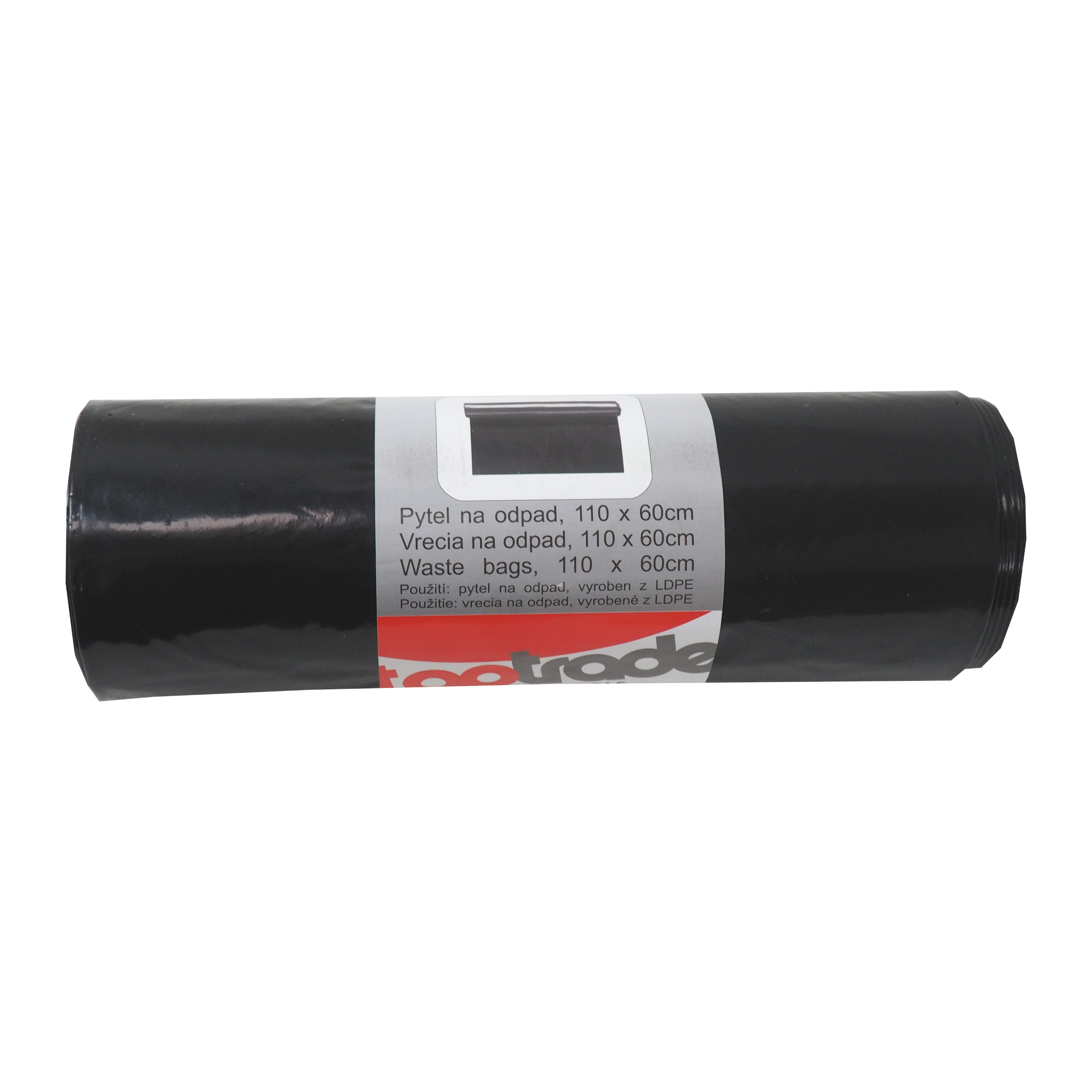 TOPTRADE pytle na odpad 120 l, 90 µm, 25 ks, černé (LDPE)