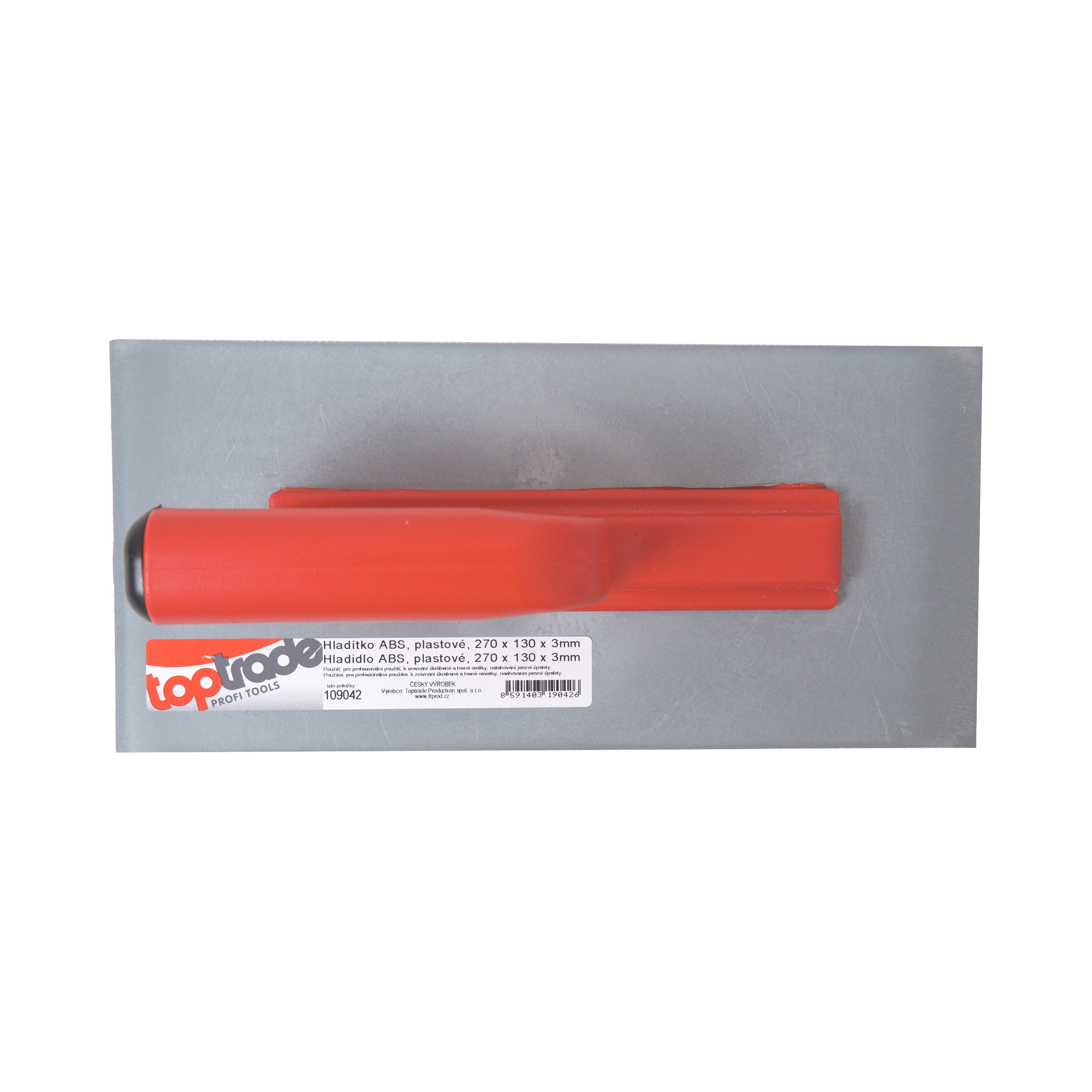 TOPTRADE hladítko ABS 270×130×3 mm, otevřená rukojeť