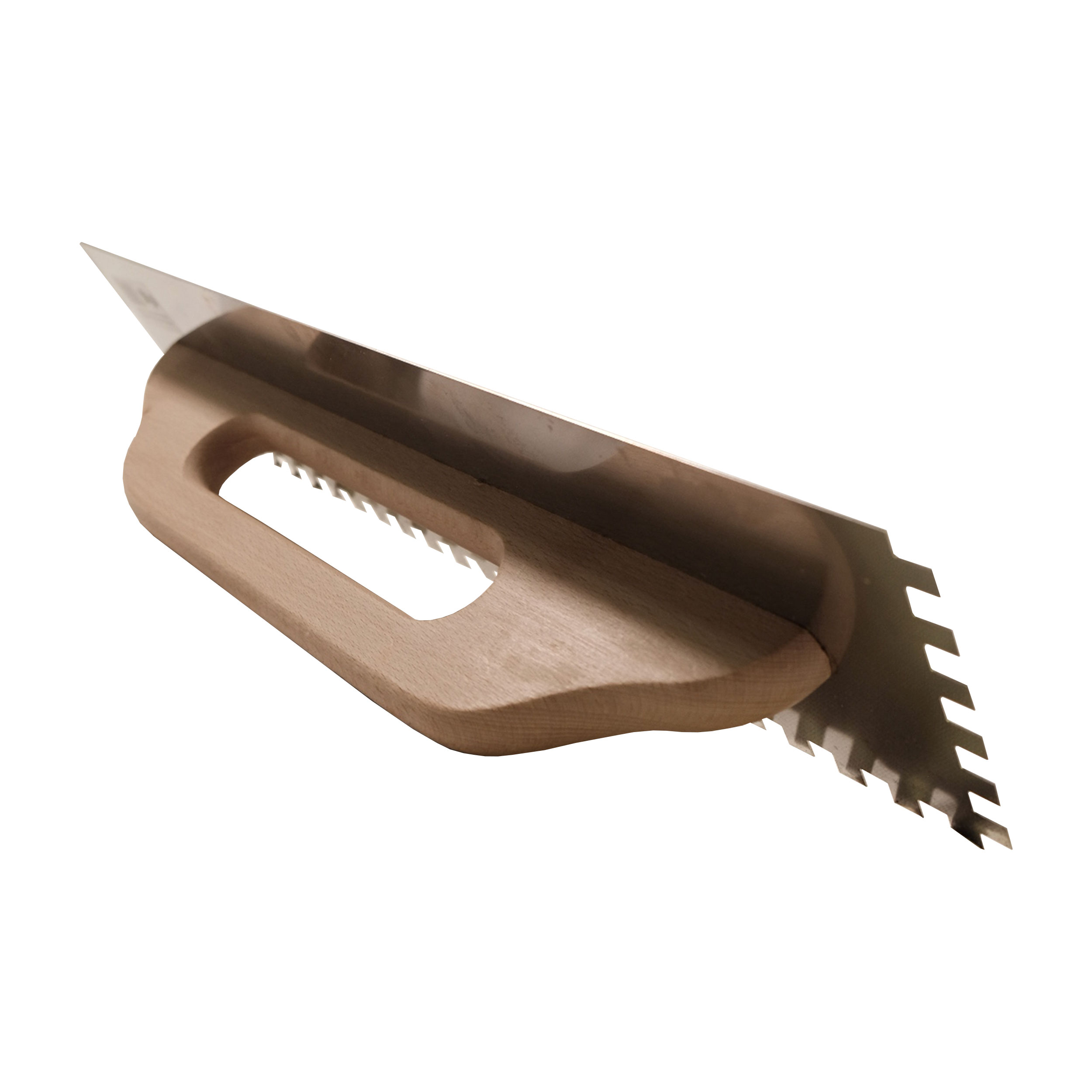 TOPTRADE hladítko nerezové 500 × 130 mm, zub 10 mm – dřevěná rukojeť