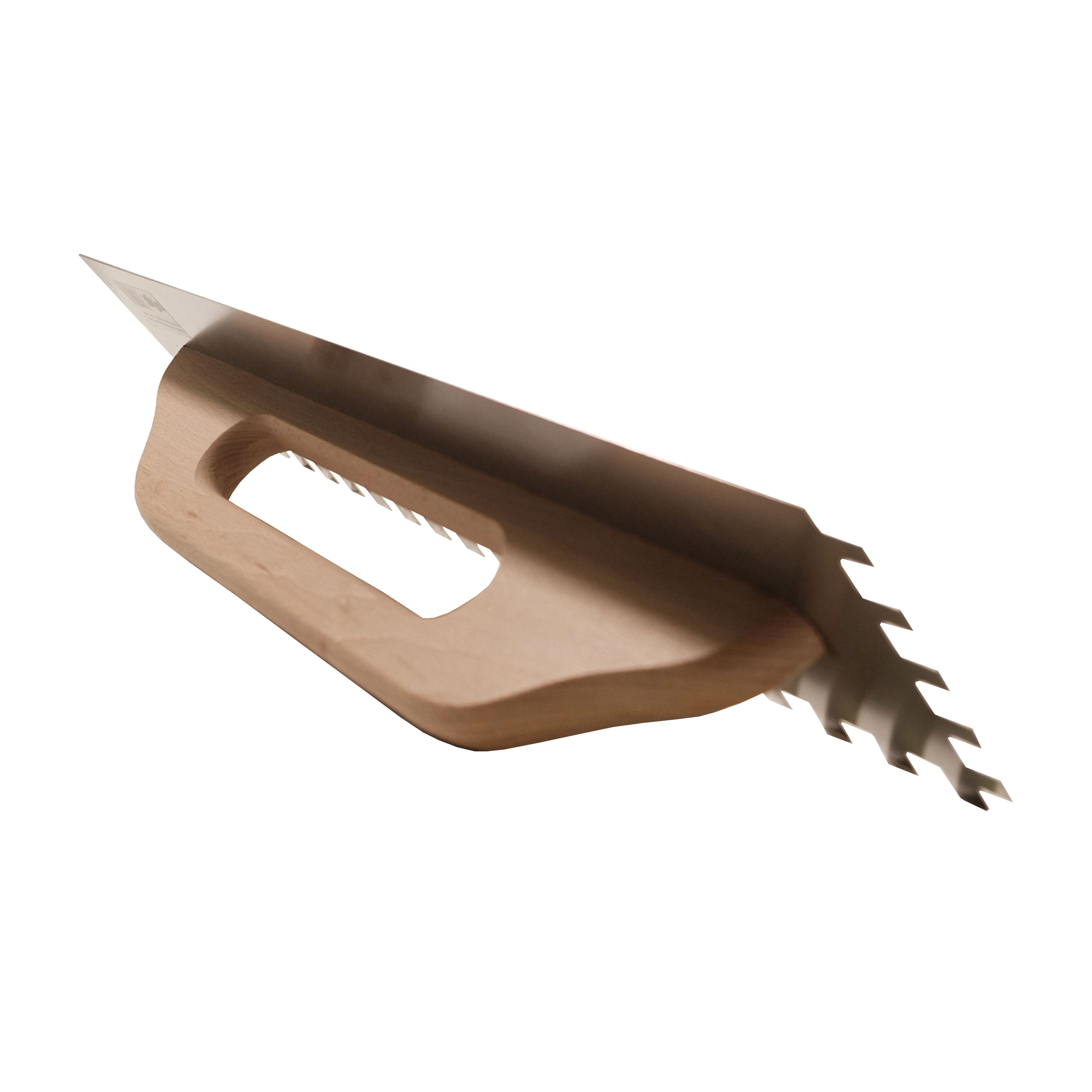 TOPTRADE hladítko nerezové, zub 12 mm, 500 × 130 mm, dřevěná rukojeť