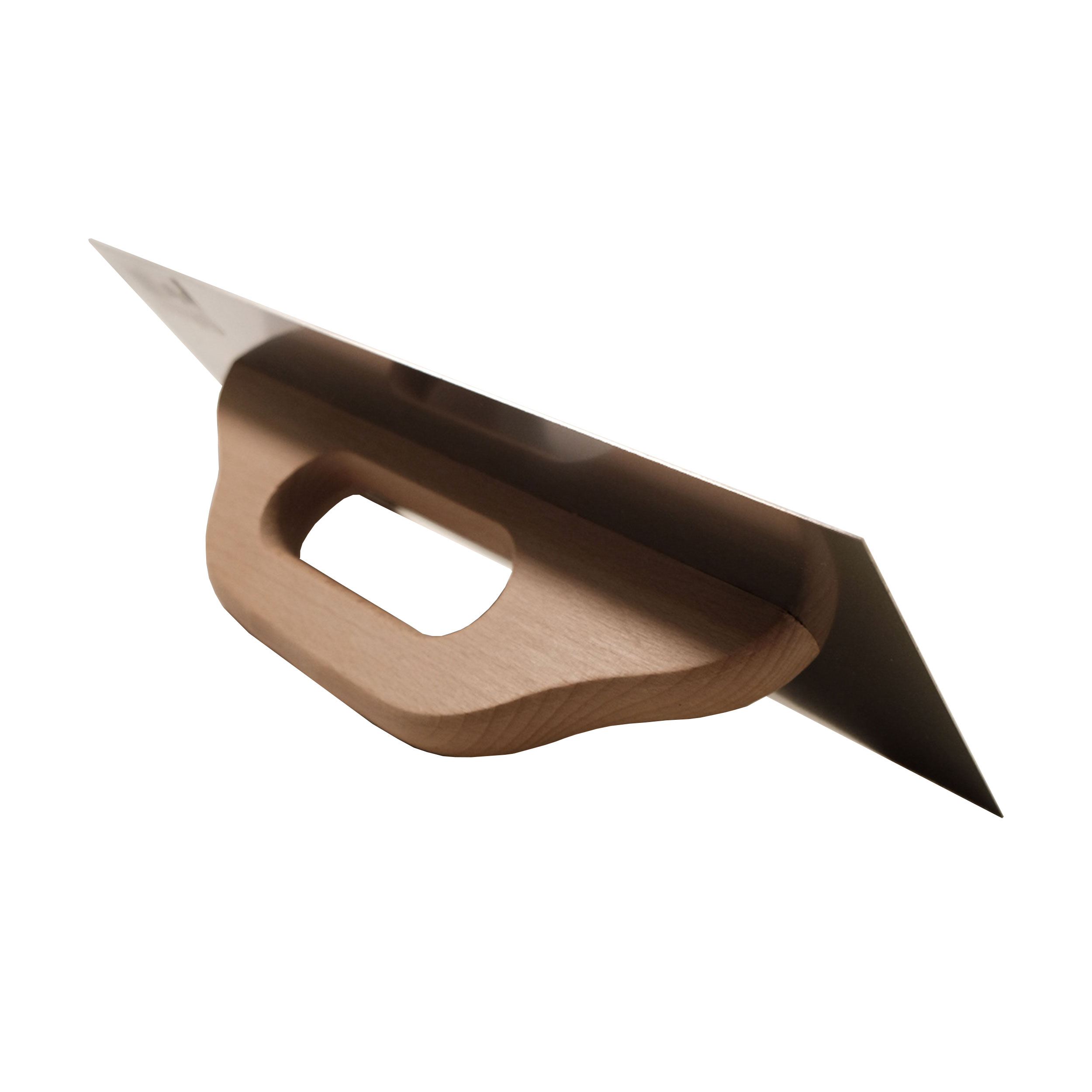 TOPTRADE hladítko nerezové s dřevěnou rukojetí, hladké 360 × 130 mm