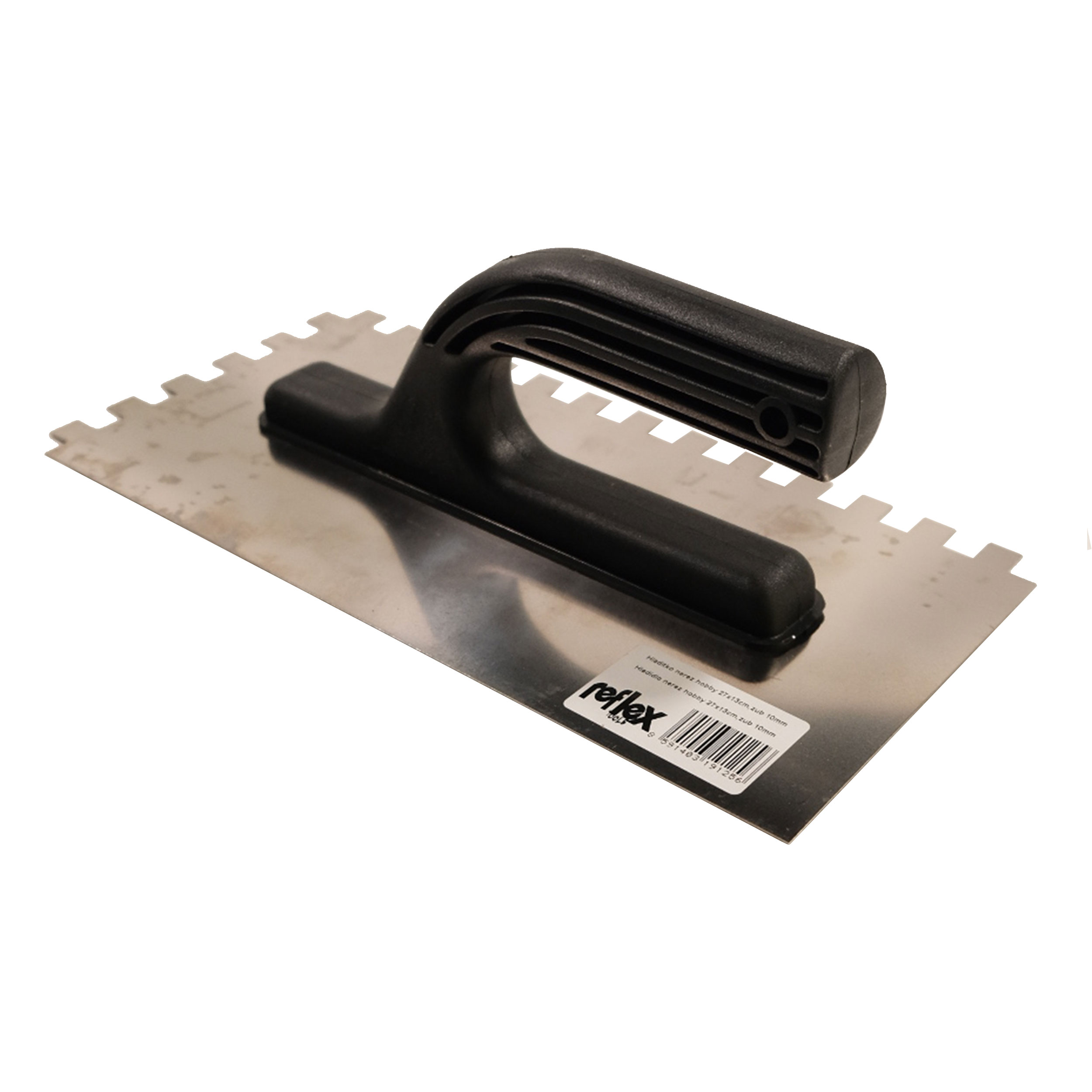 TOPTRADE hladítko nerezové 270×130 mm, zub 10 mm, plastová rukojeť