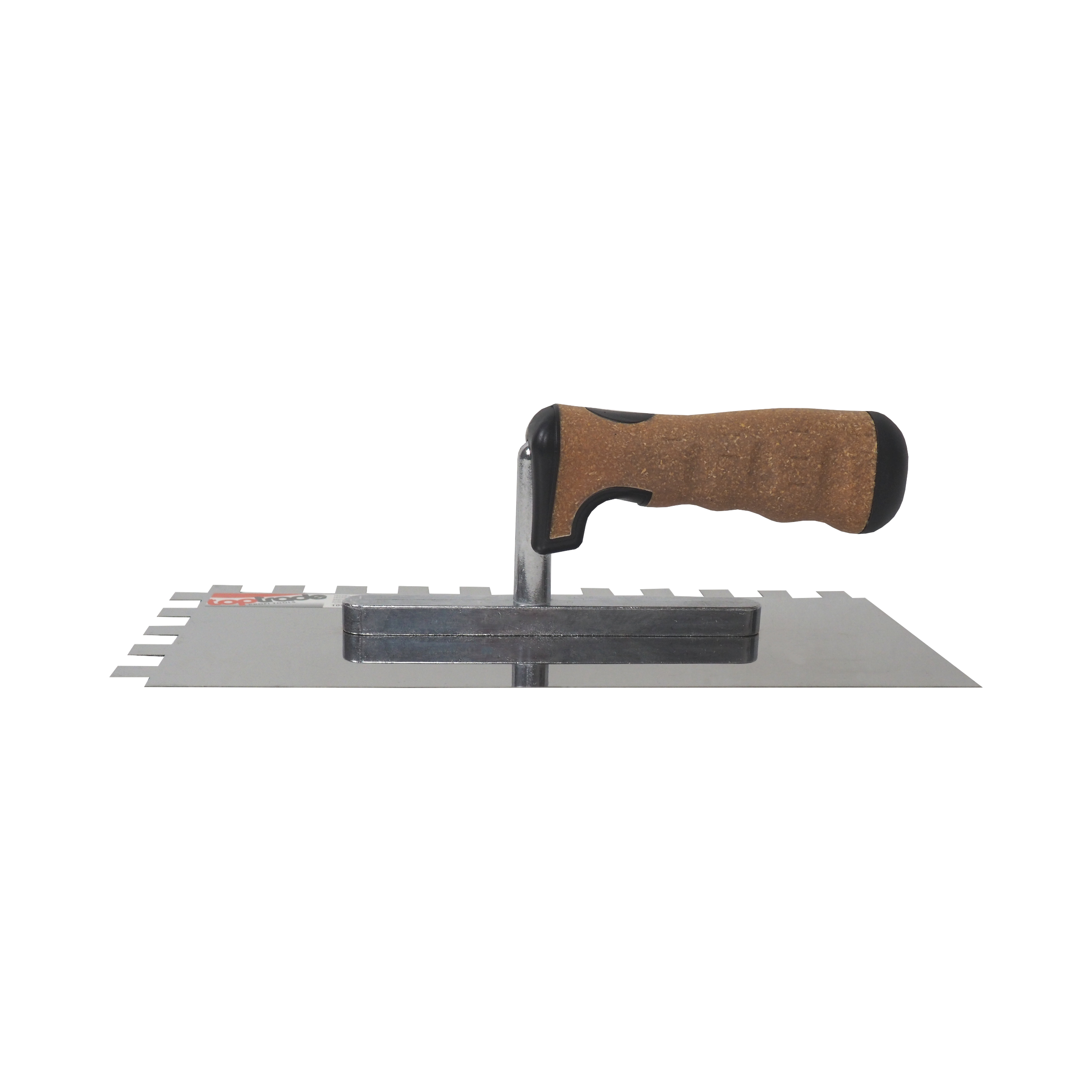 TOPTRADE hladítko nerezové, s EKO rukojetí, zub 12 mm, 270 x 130 mm, profi