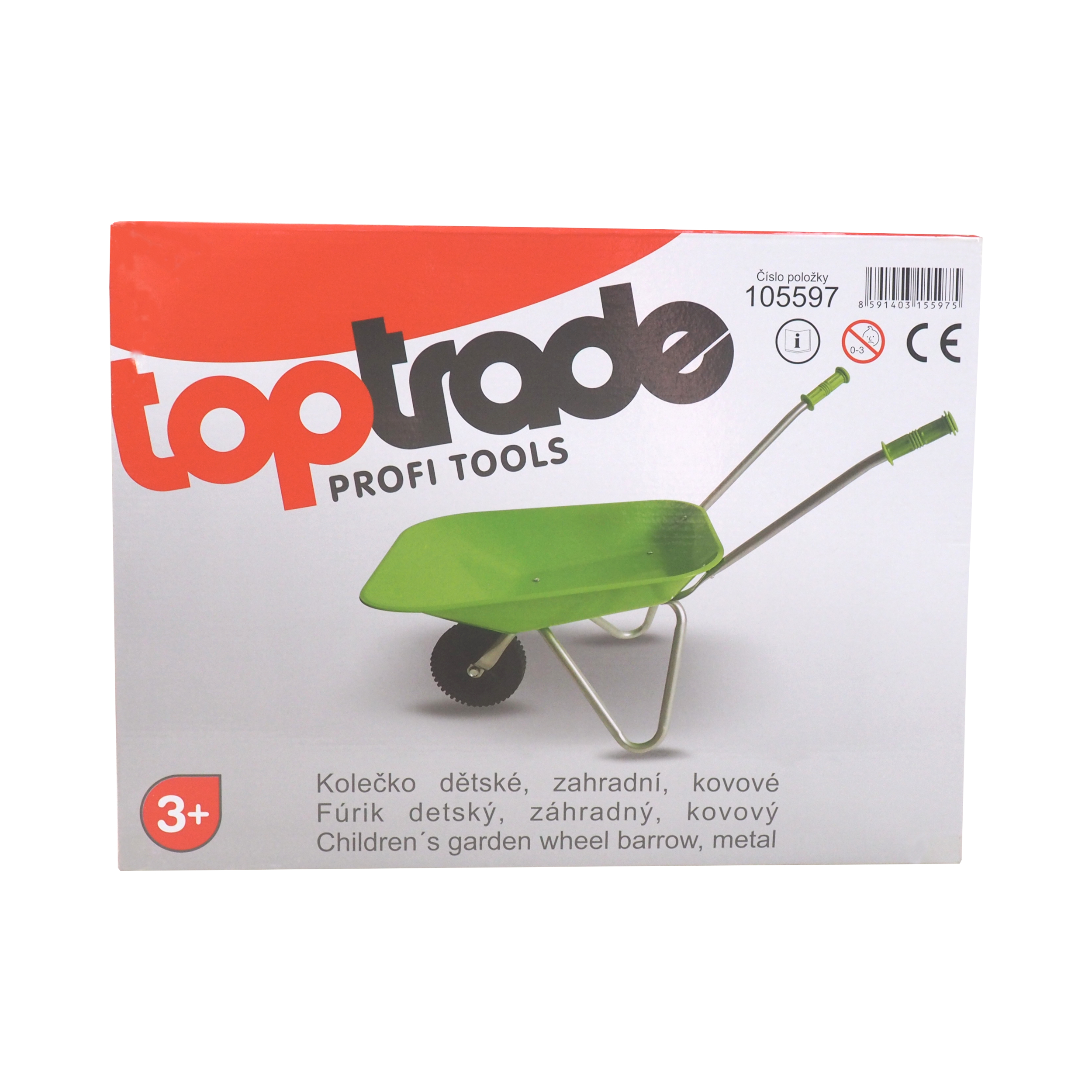 TOPTRADE dětské zahradní kolečko, kovové, zelené, nosnost 5 kg