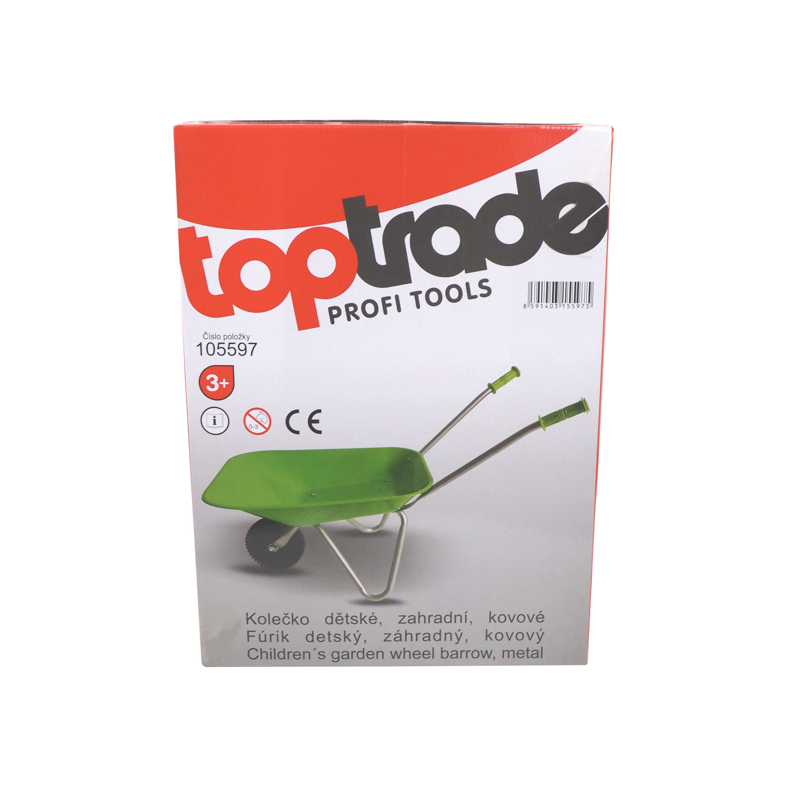 TOPTRADE dětské zahradní kolečko, kovové, zelené, nosnost 5 kg