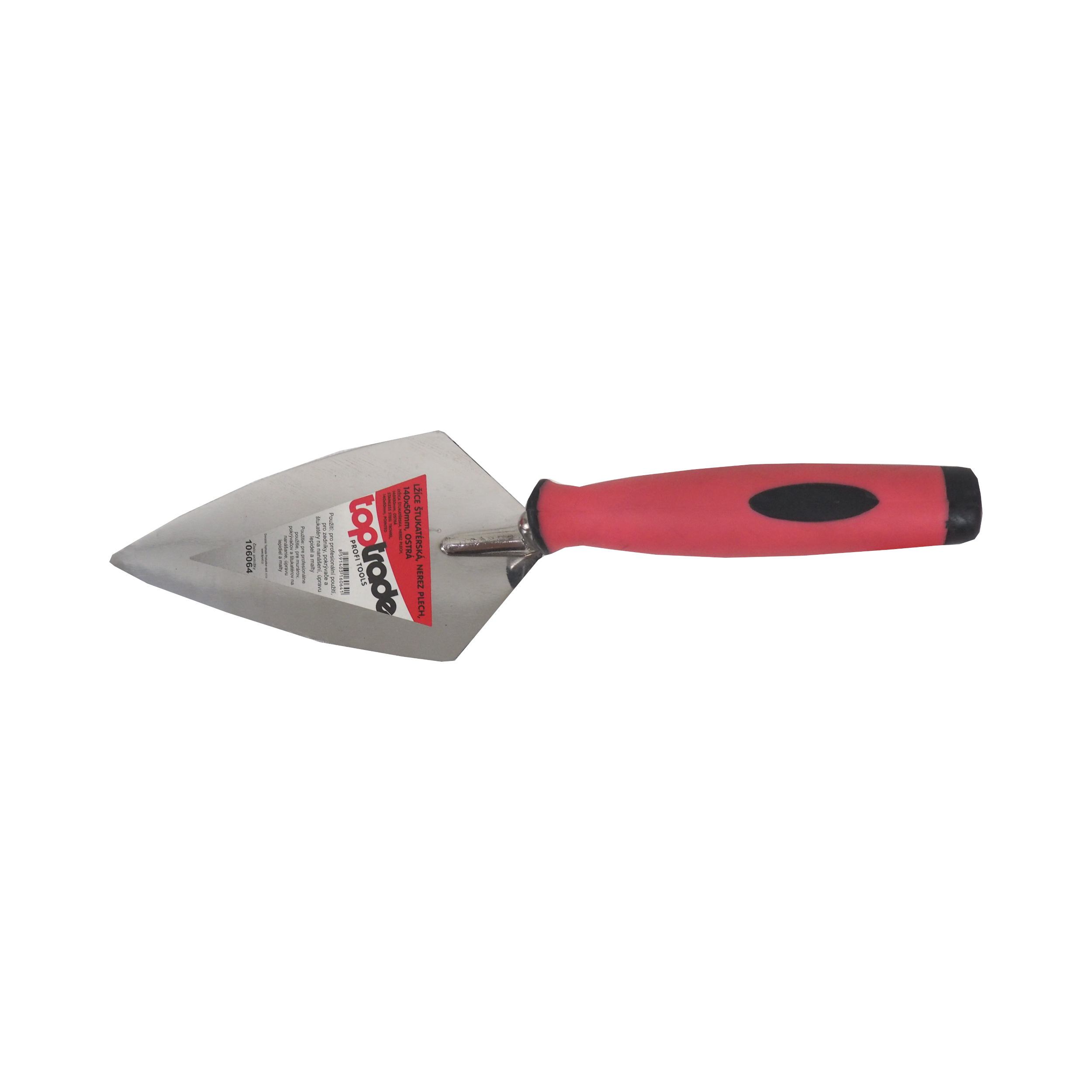 TOPTRADE štukatérská lžíce nerezová, ostrá 140 × 50 mm