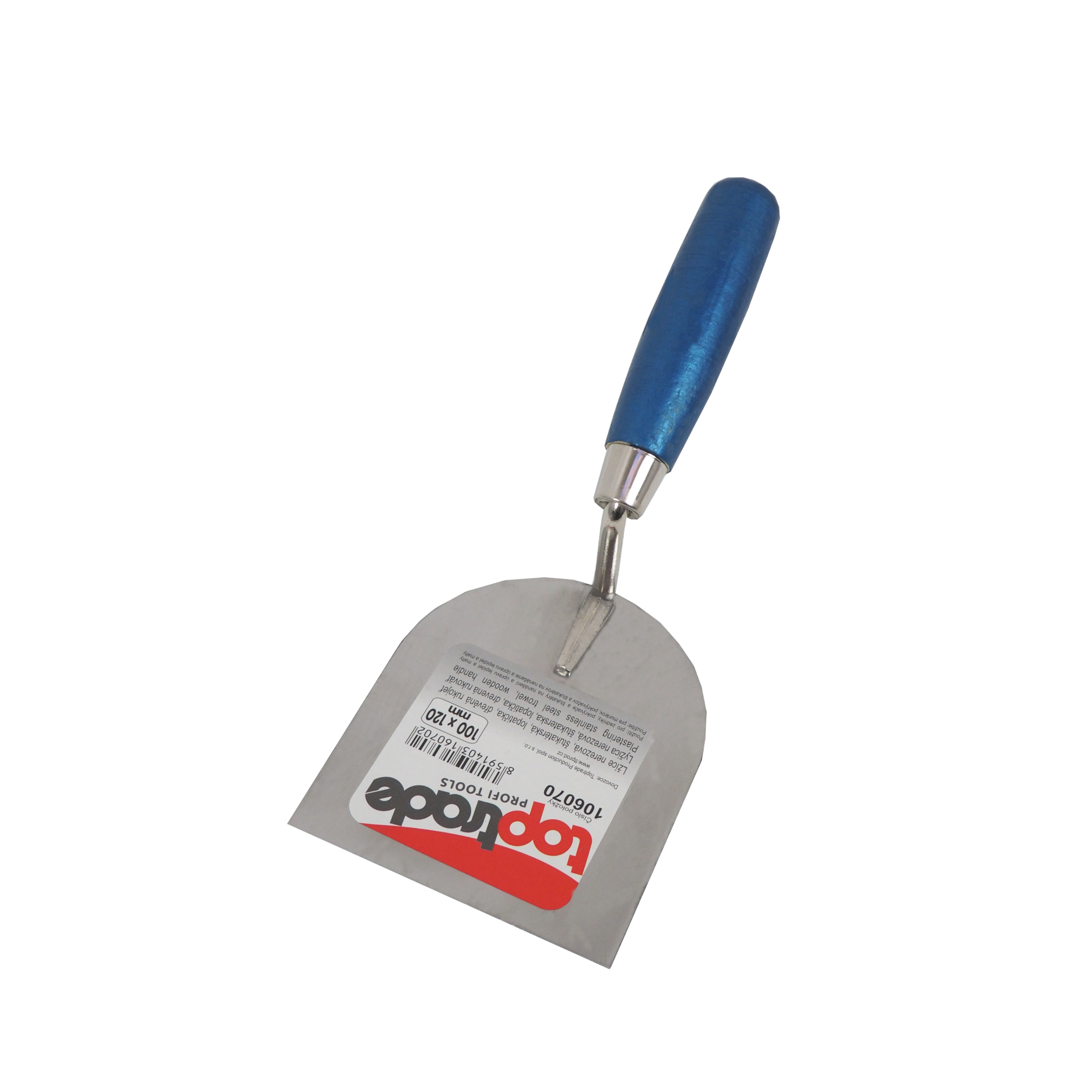 TOPTRADE štukatérská lžíce nerezová 120 × 100 mm, dřevěná rukojeť