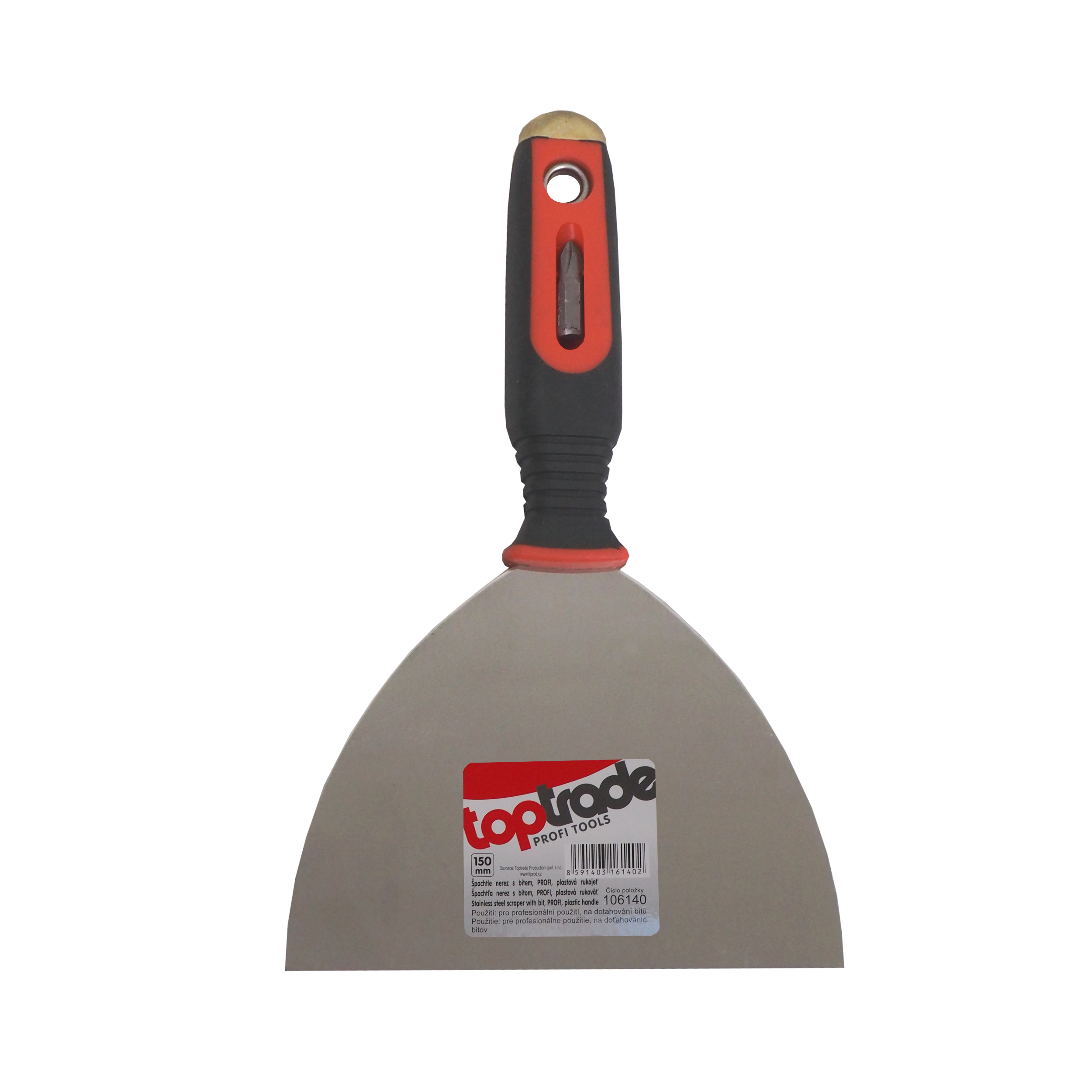 TOPTRADE špachtle na sádrokarton 150 mm, plastová rukojeť, bit PH2