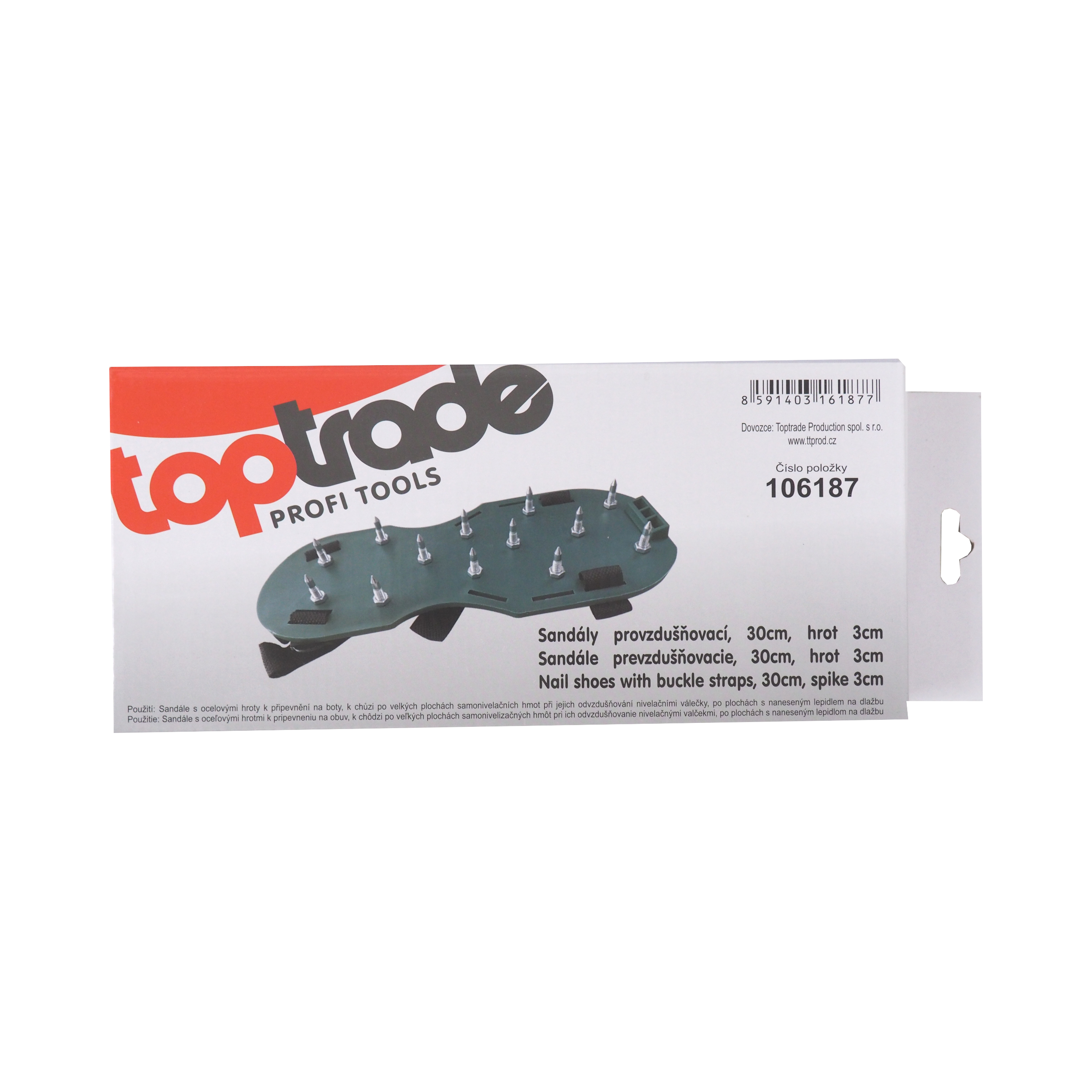 TOPTRADE podešve s ocelovými hroty, 30 cm, hrot 3 cm