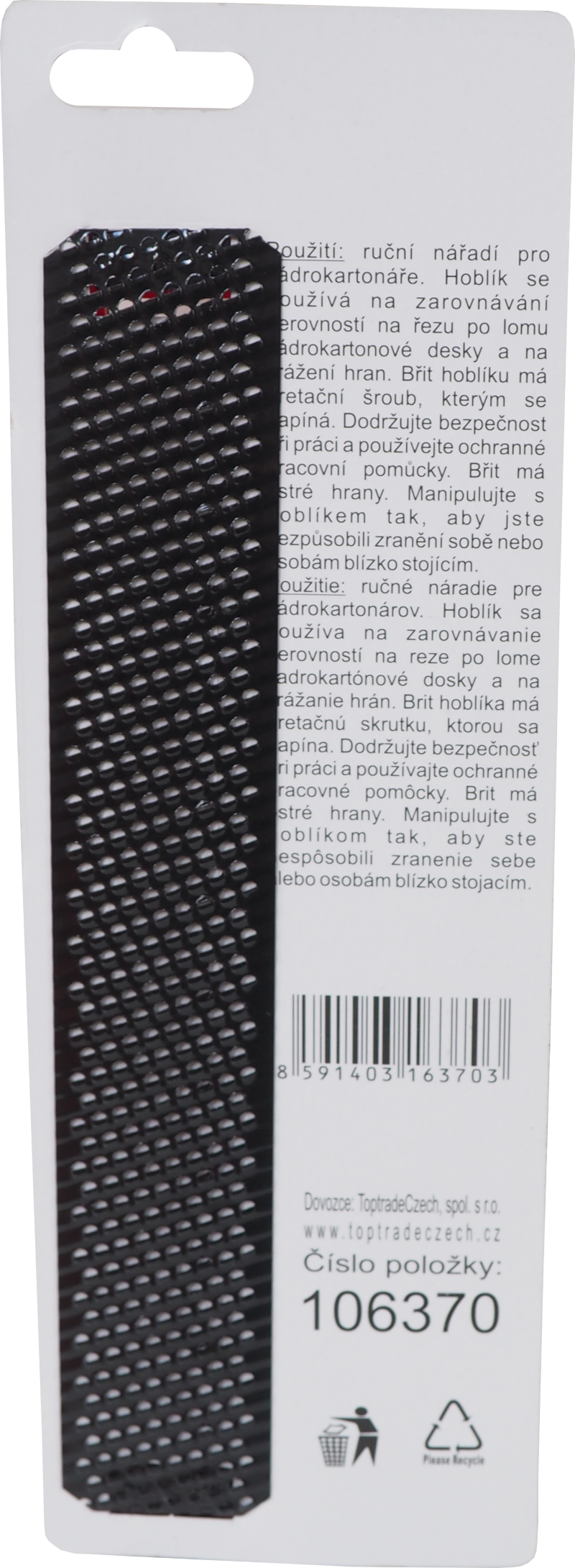 TOPTRADE hoblík na sádrokarton, plastový, 140 mm