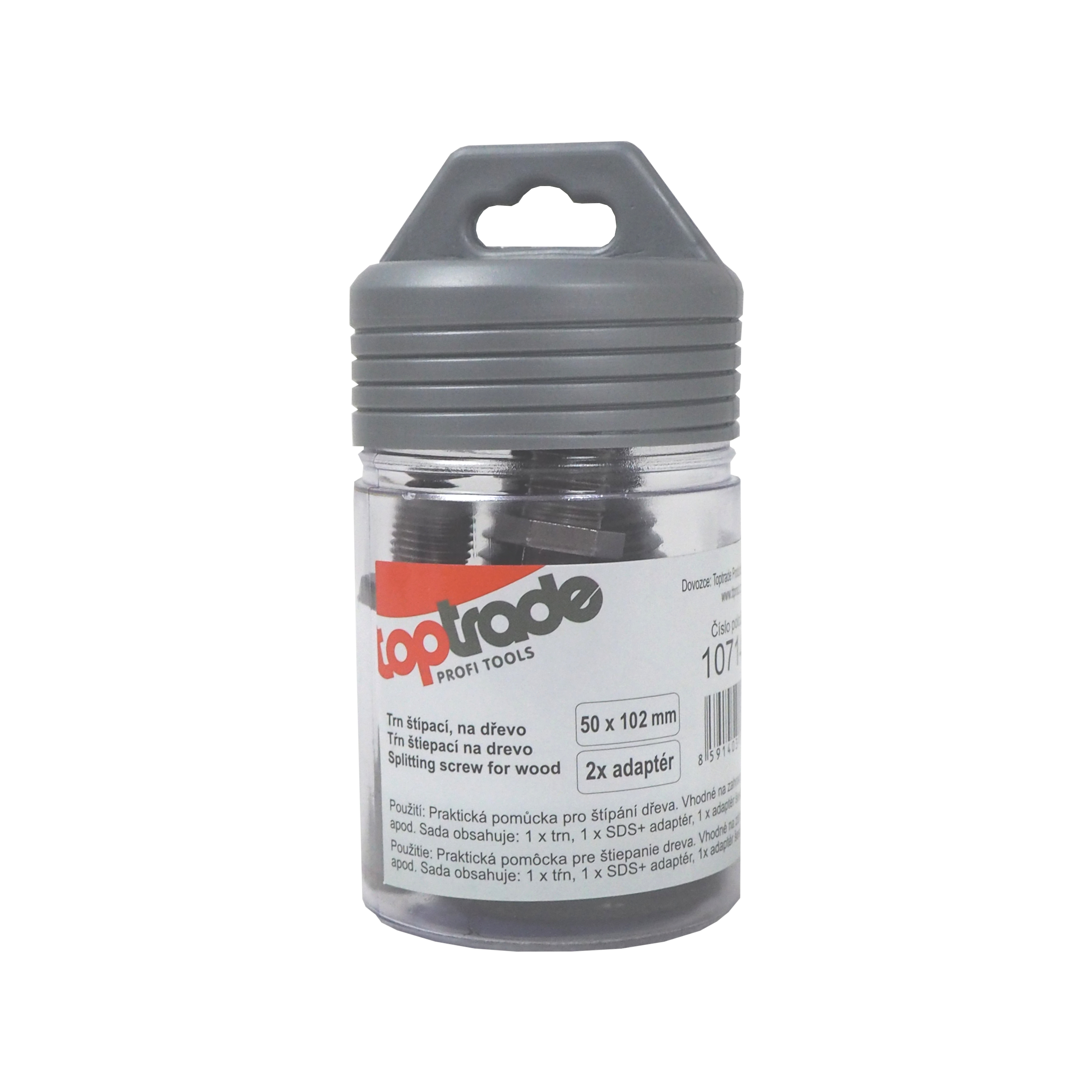 TOPTRADE štípací kužel na dřevo 32×90 mm + 2 adaptéry 65 mm (SDS+ a šestihran)