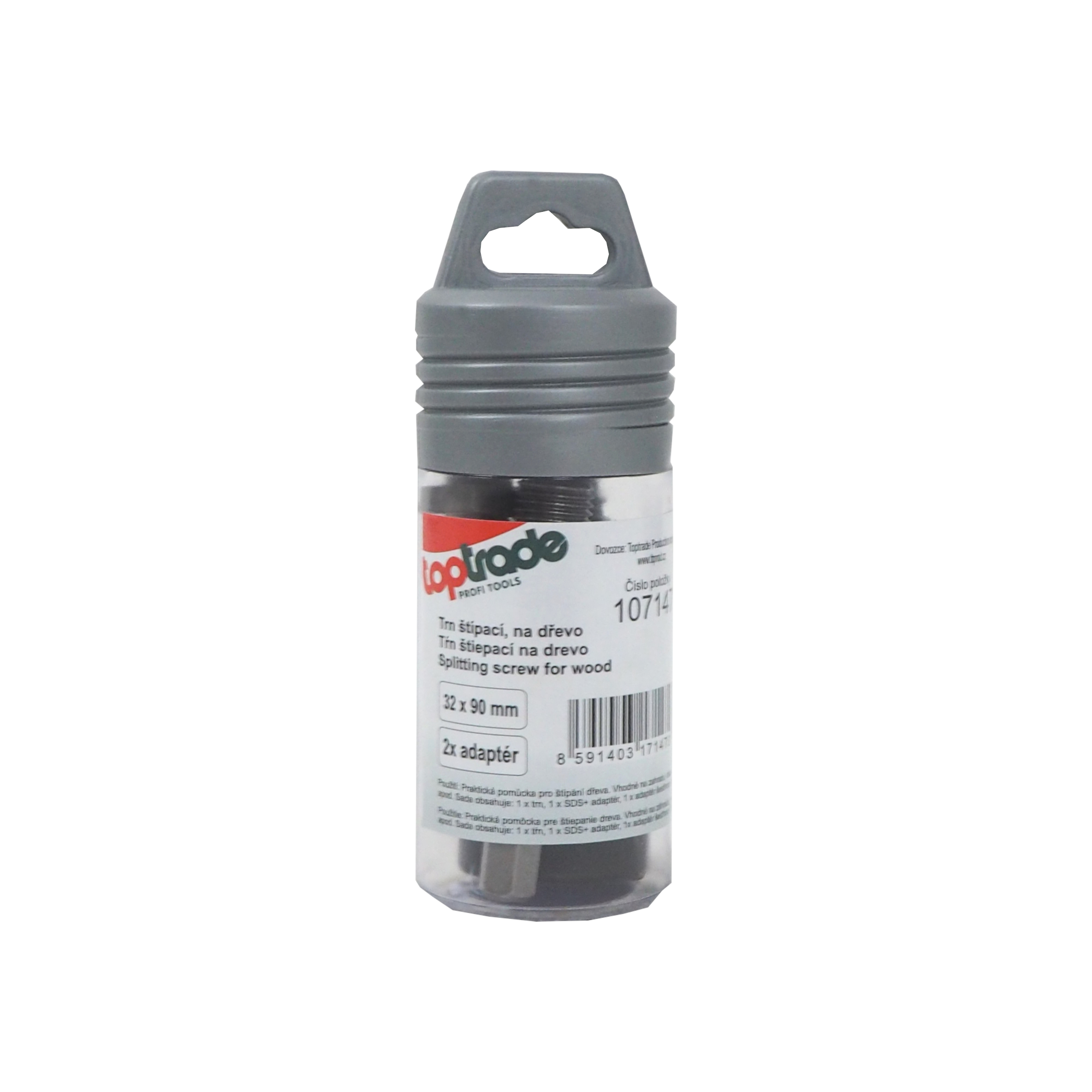 TOPTRADE štípací kužel 32×90 mm + 2 adaptéry 65 mm (SDS+ a šestihran)