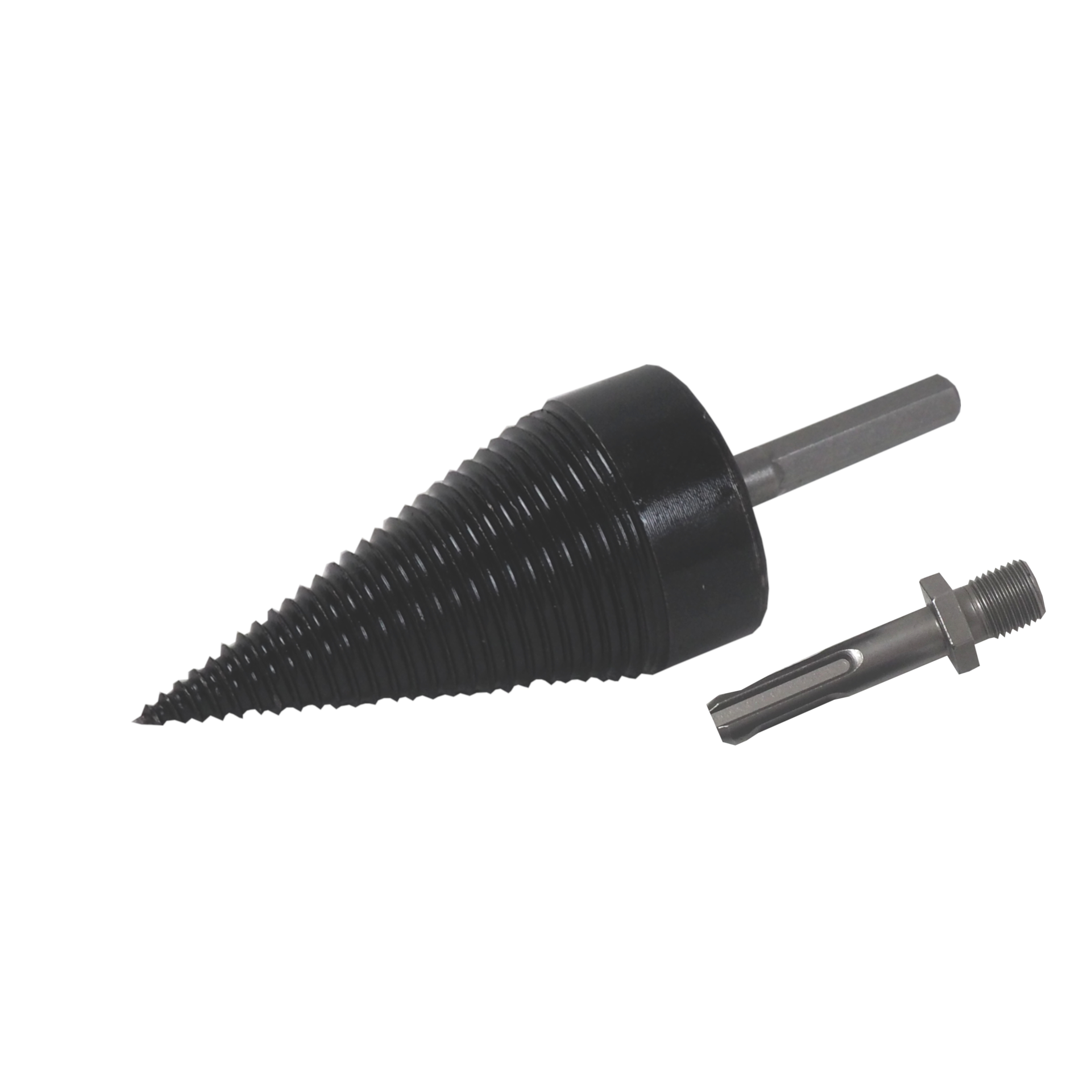 TOPTRADE štípací trn (kužel) na dřevo 32×90 mm + 2 adaptéry 65 mm