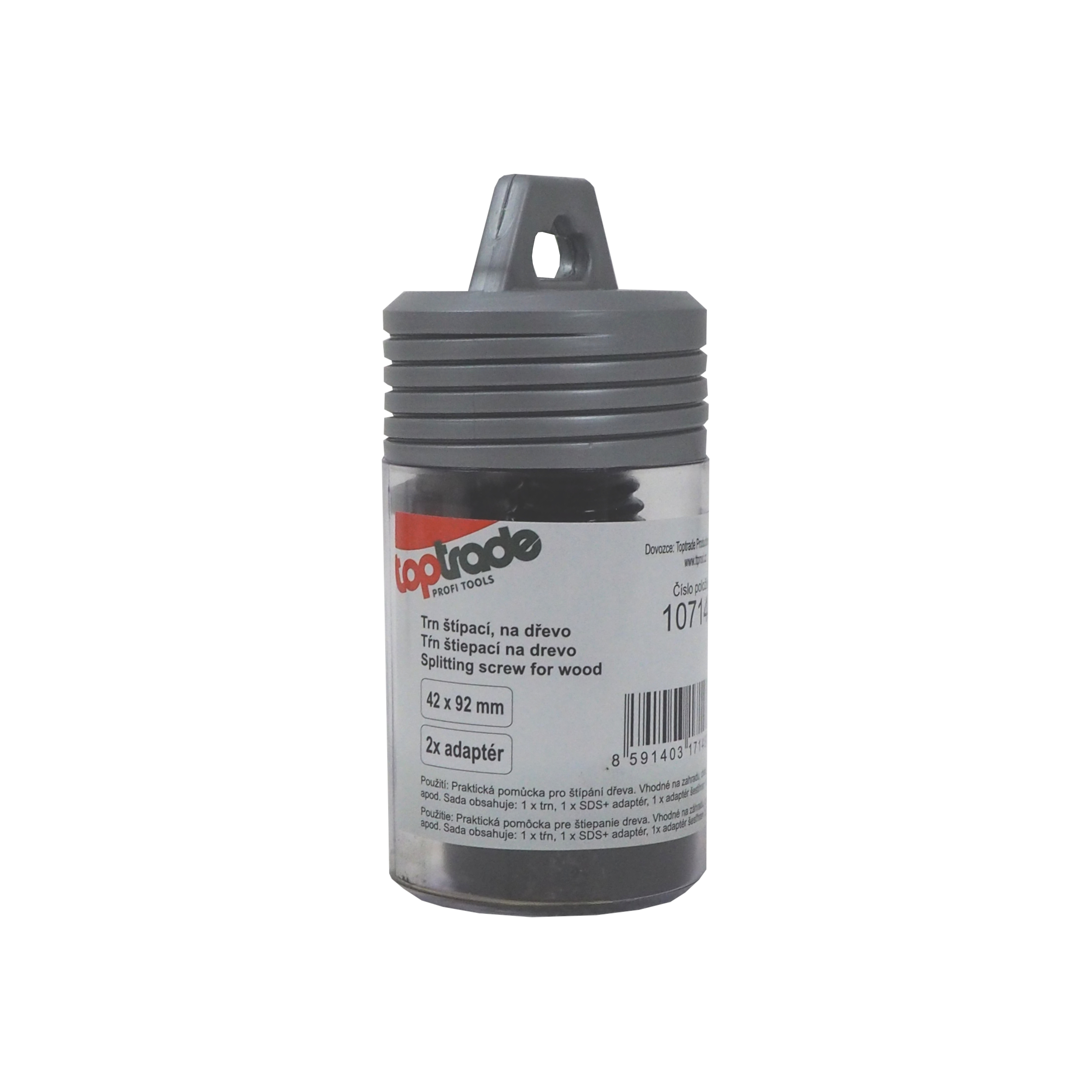 TOPTRADE štípací trn (kužel) na dřevo 32×90 mm + 2 adaptéry 65 mm