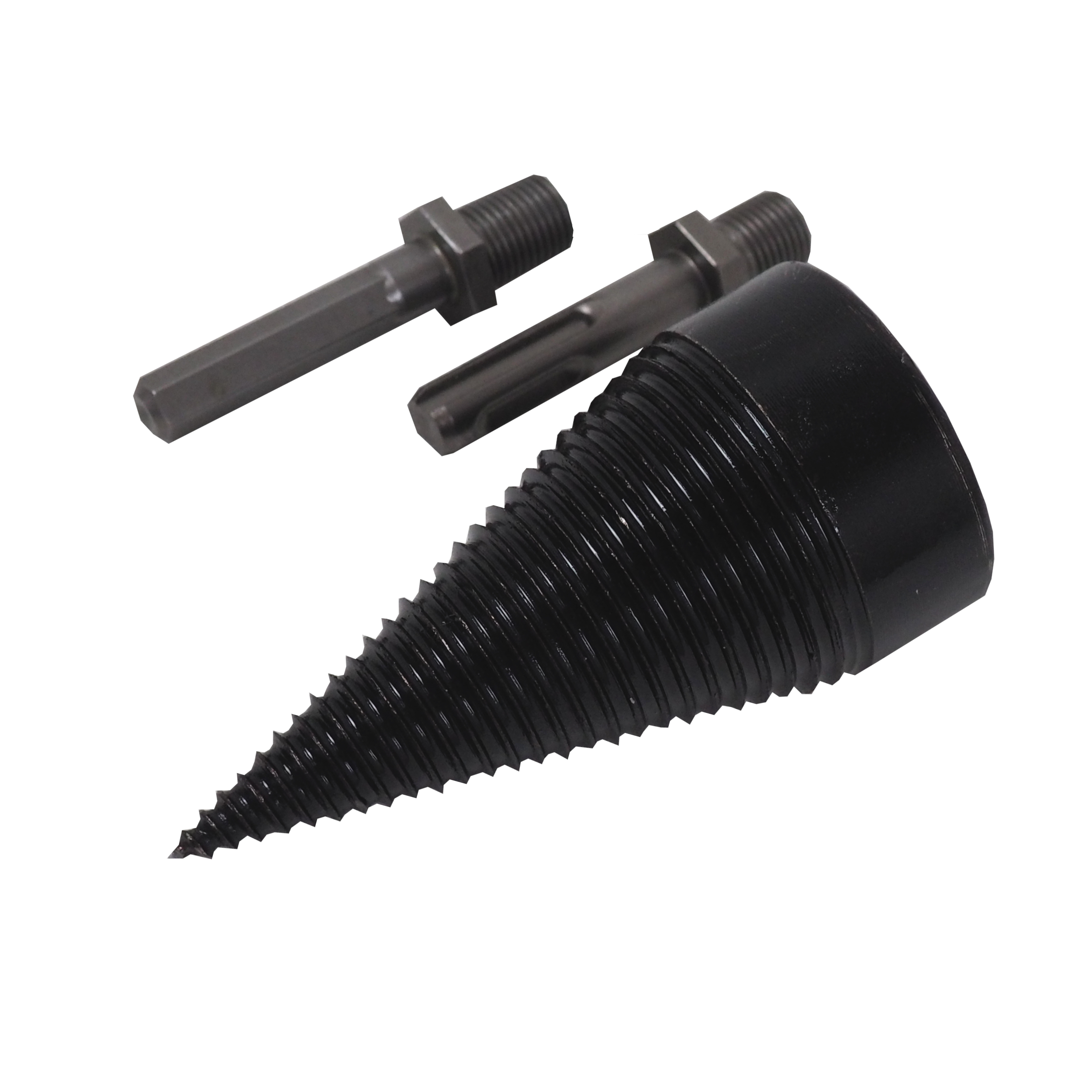 TOPTRADE štípací trn (kužel) na dřevo 32×90 mm + 2 adaptéry 65 mm