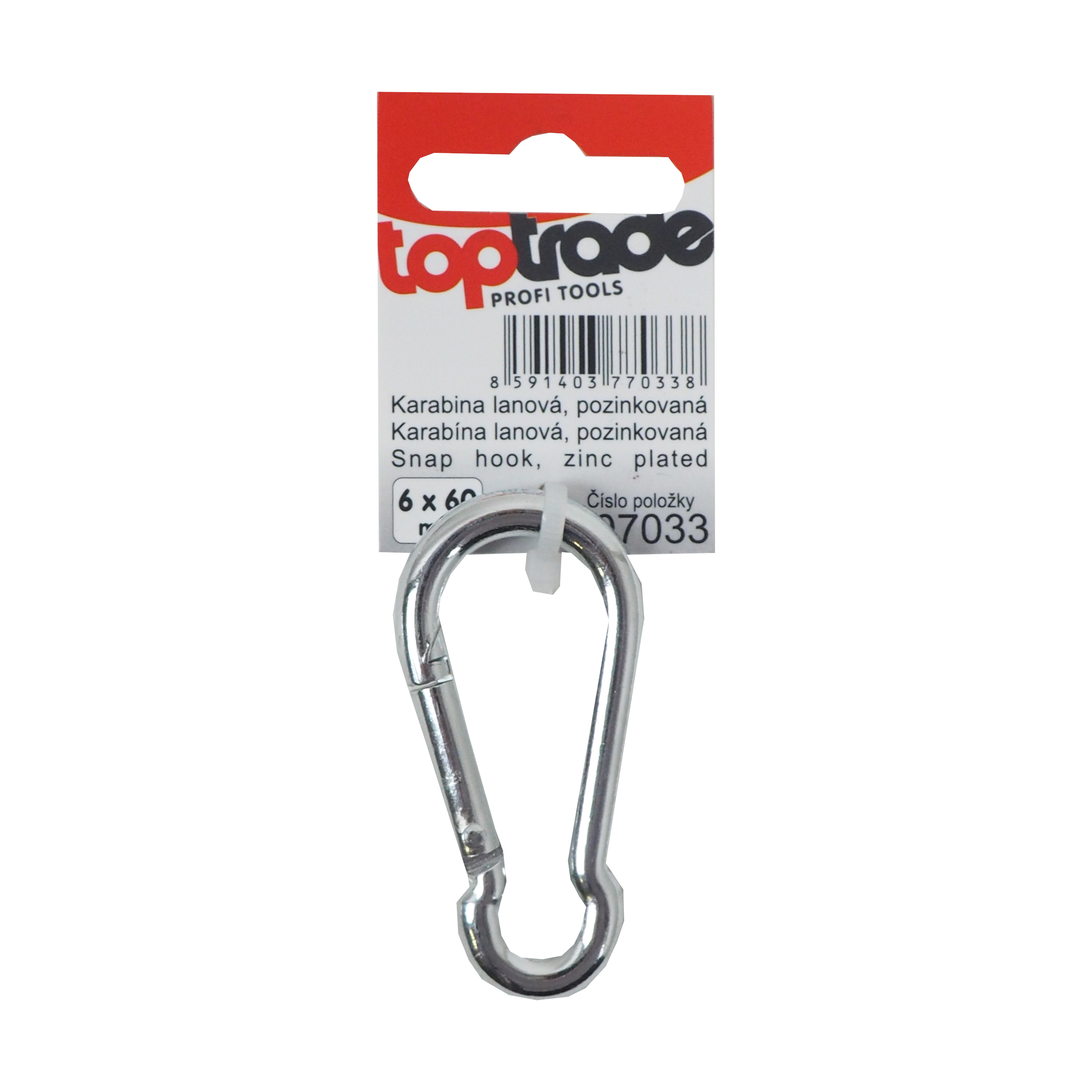TOPTRADE lanová karabina pozinkovaná 6×60 mm, nosnost 120 kg