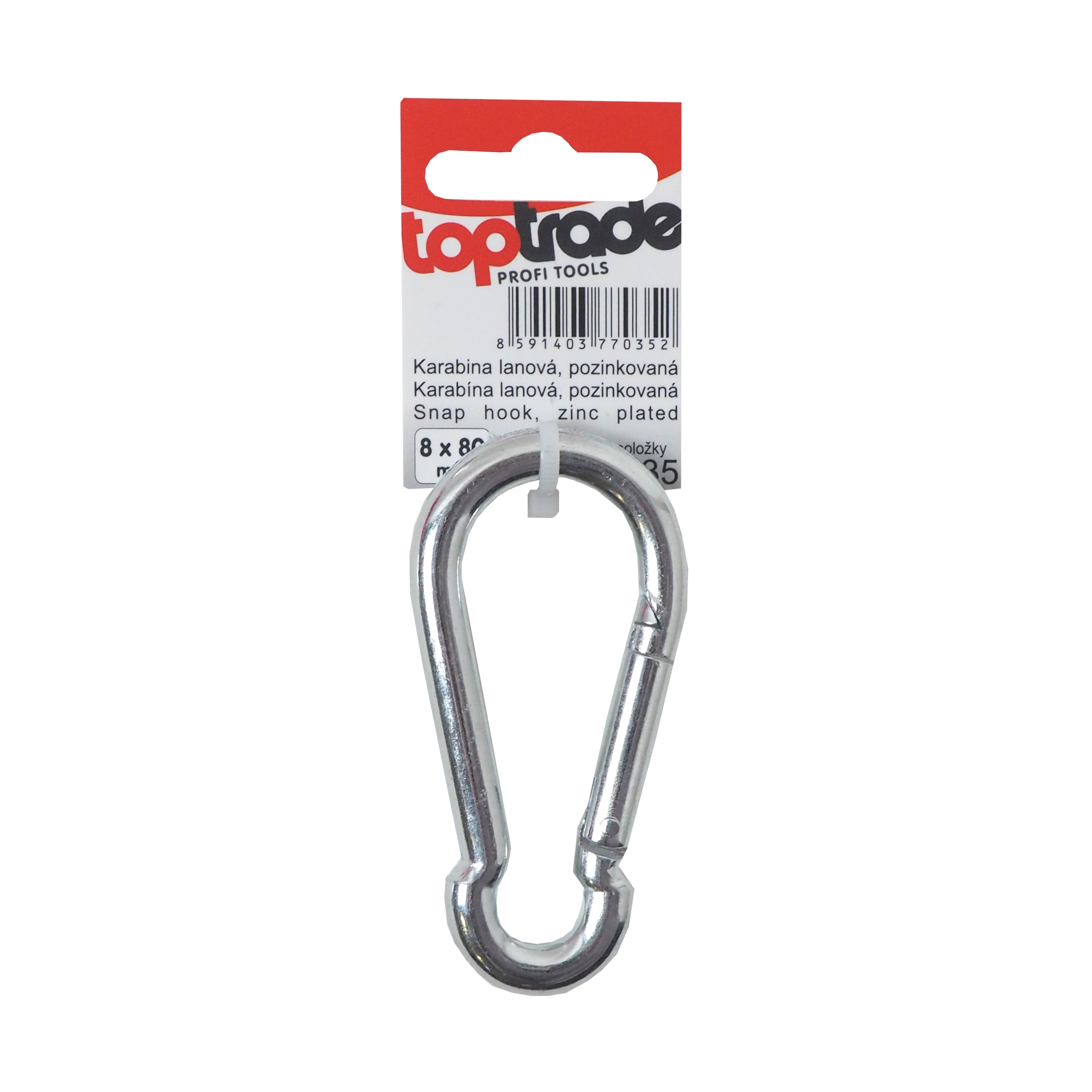 TOPTRADE lanová karabina 8×80 mm, pozinkovaná
