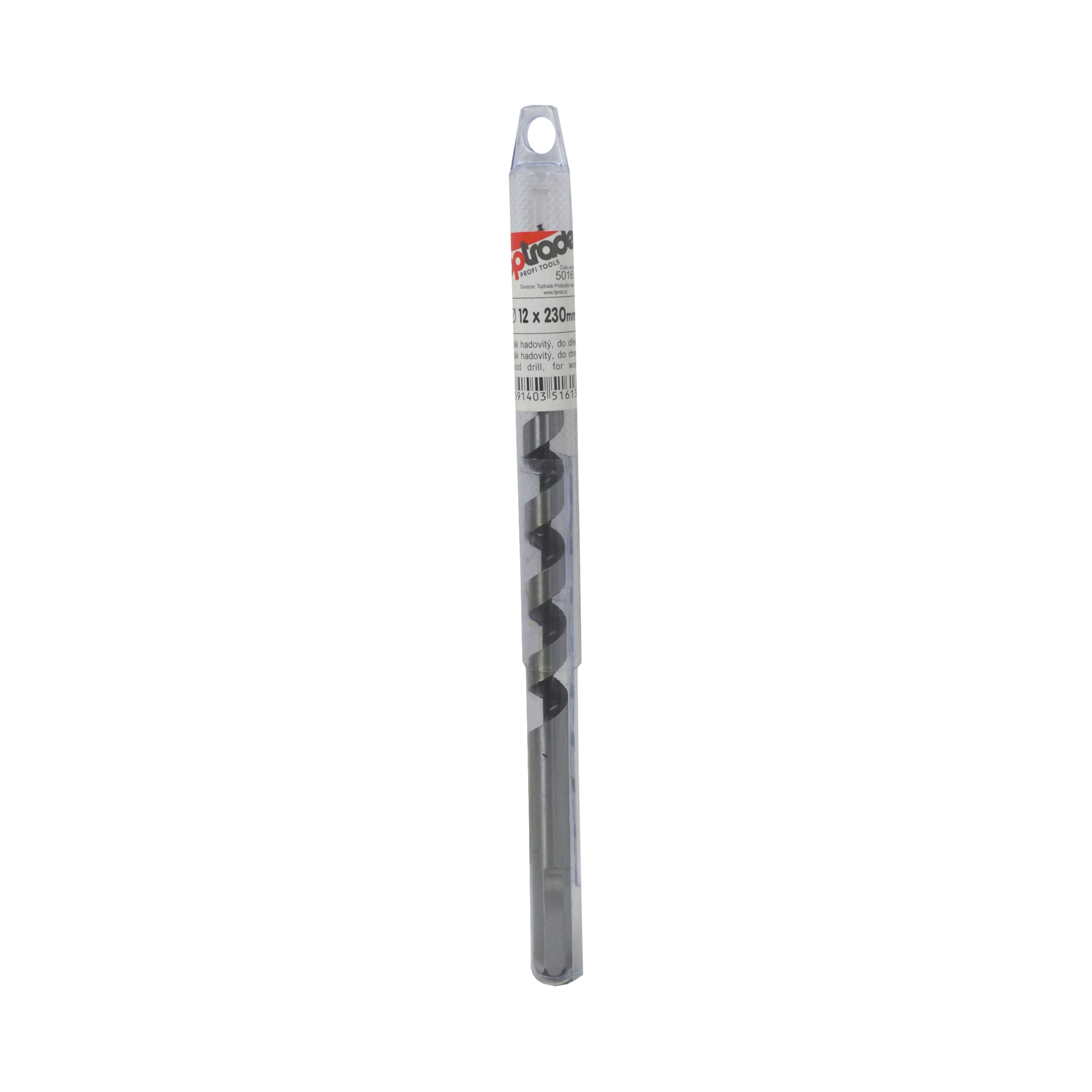 TOPTRADE vrták hadovitý do dřeva Ø 12 × 230 mm, šestihranná stopka
