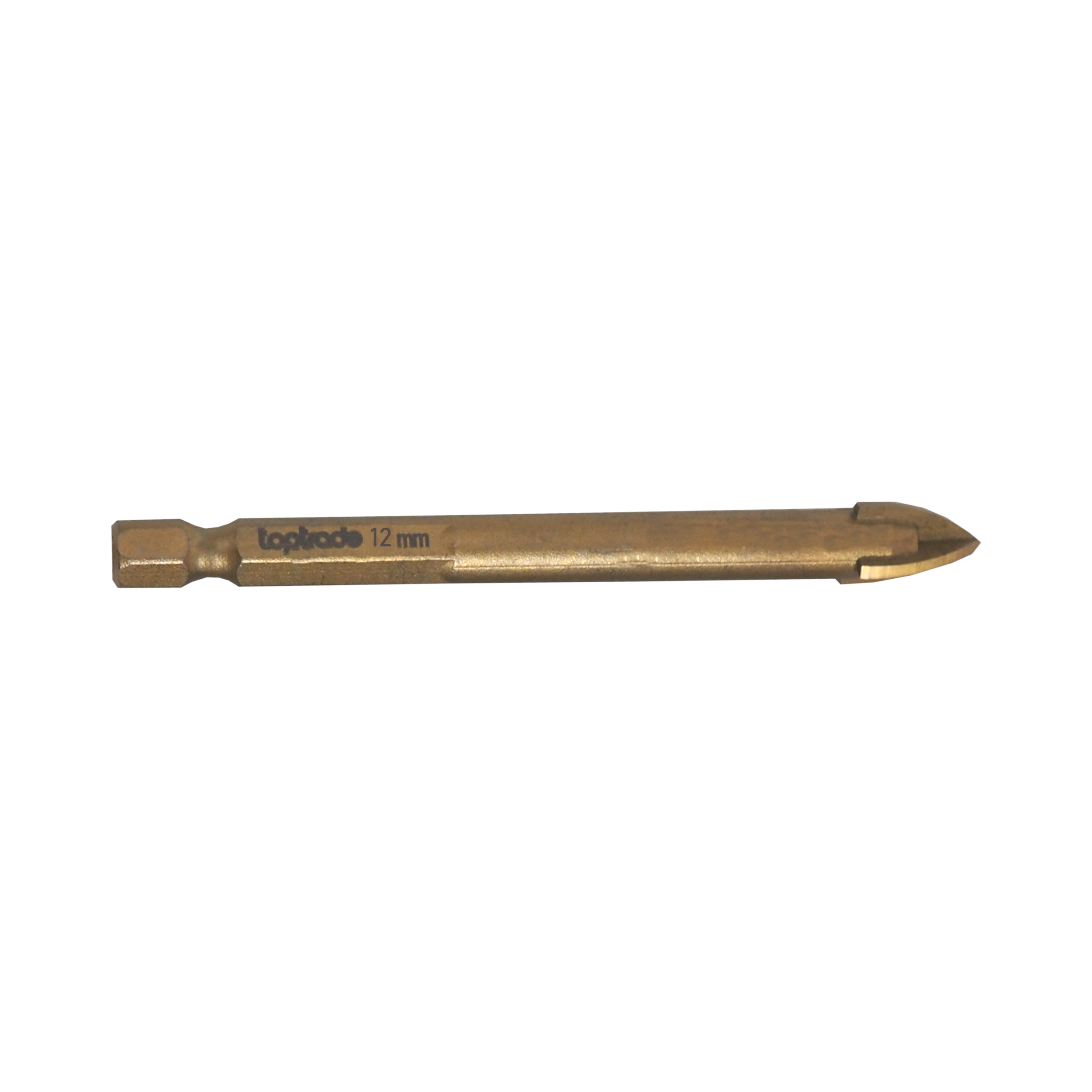 TOPTRADE vrták do skla, keramiky a dlažby Ø 12 mm, délka 90 mm, stopka 1/4" Hex