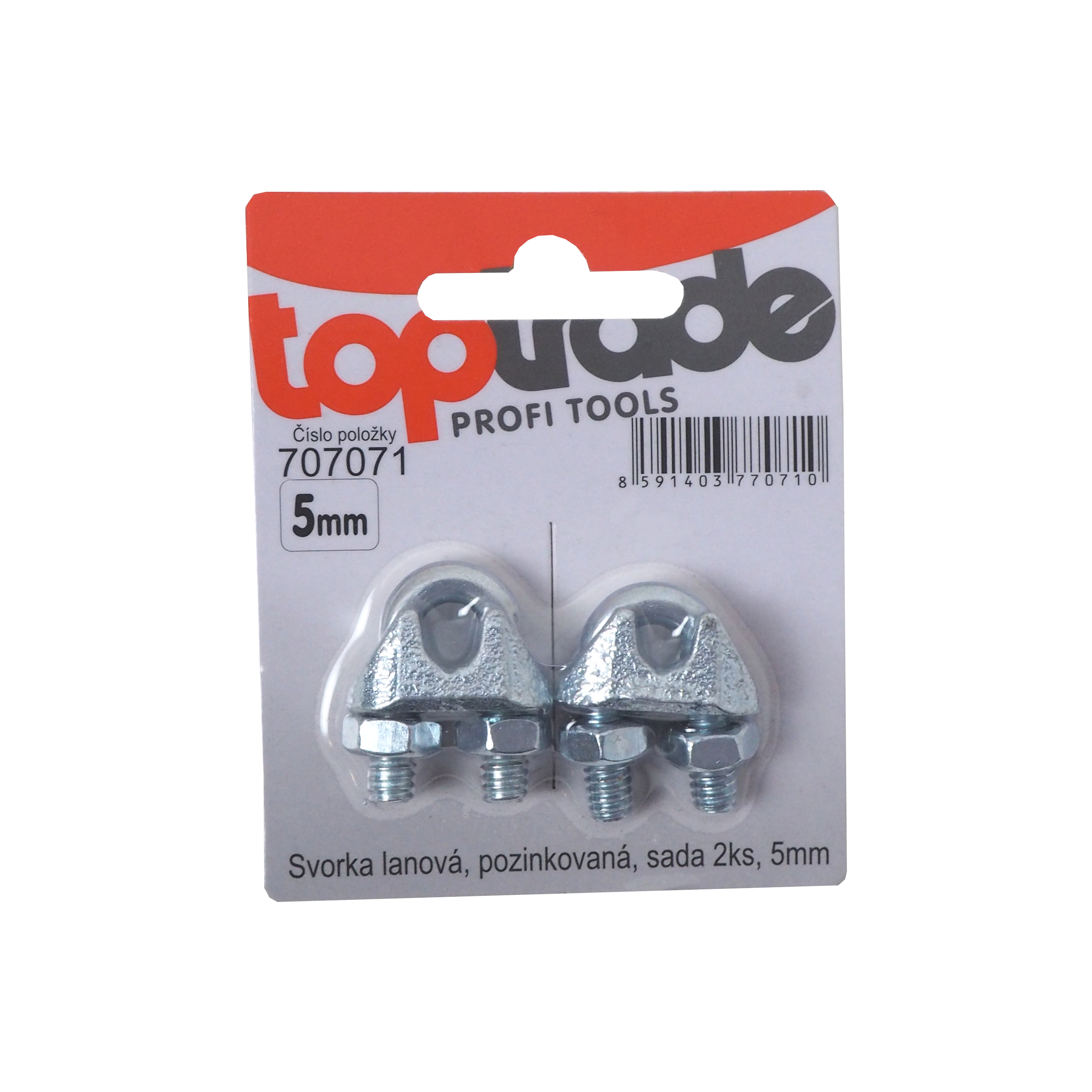 TOPTRADE svorka lanová 5 mm, pozink, 2 ks