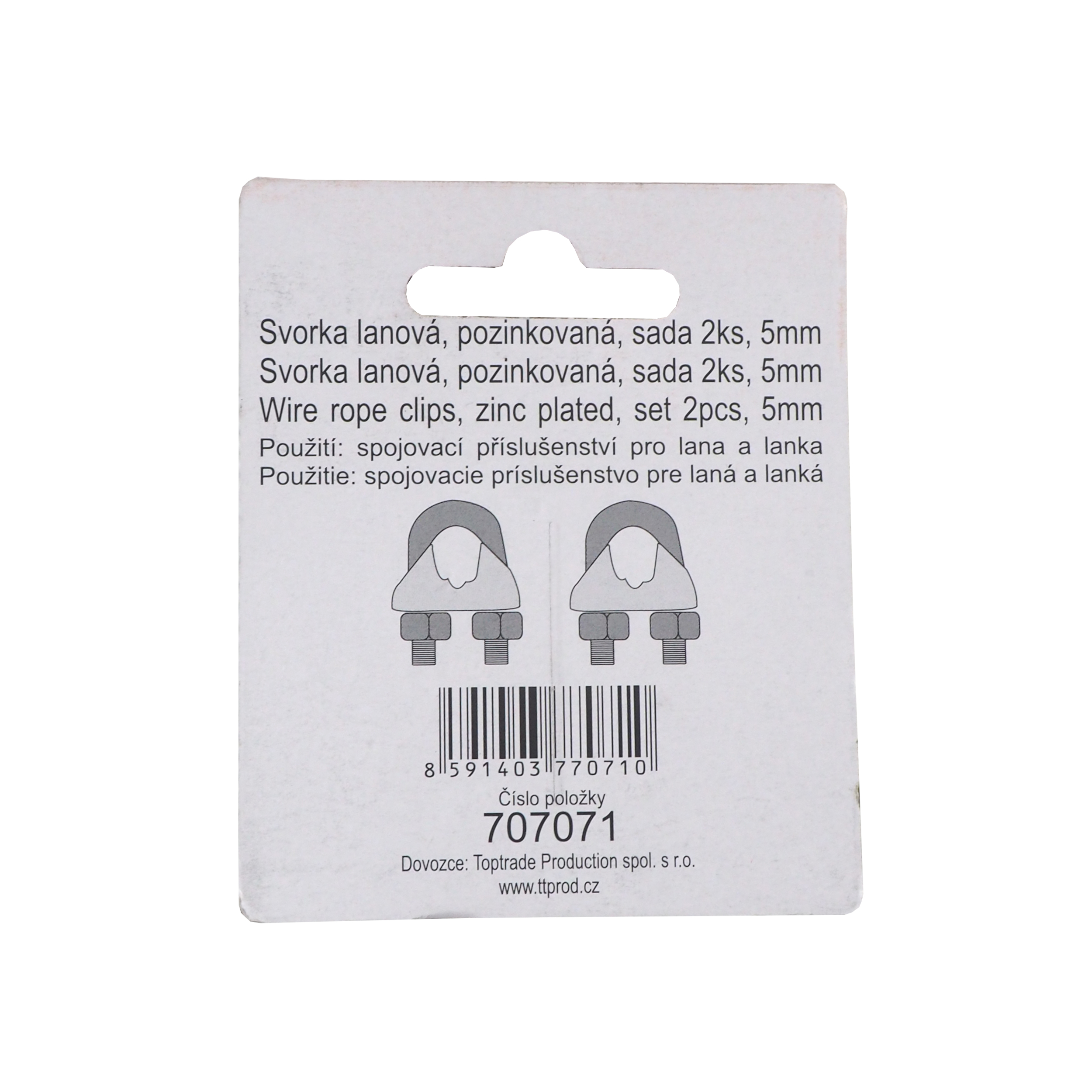 TOPTRADE svorka lanová 5 mm, pozink, 2 ks