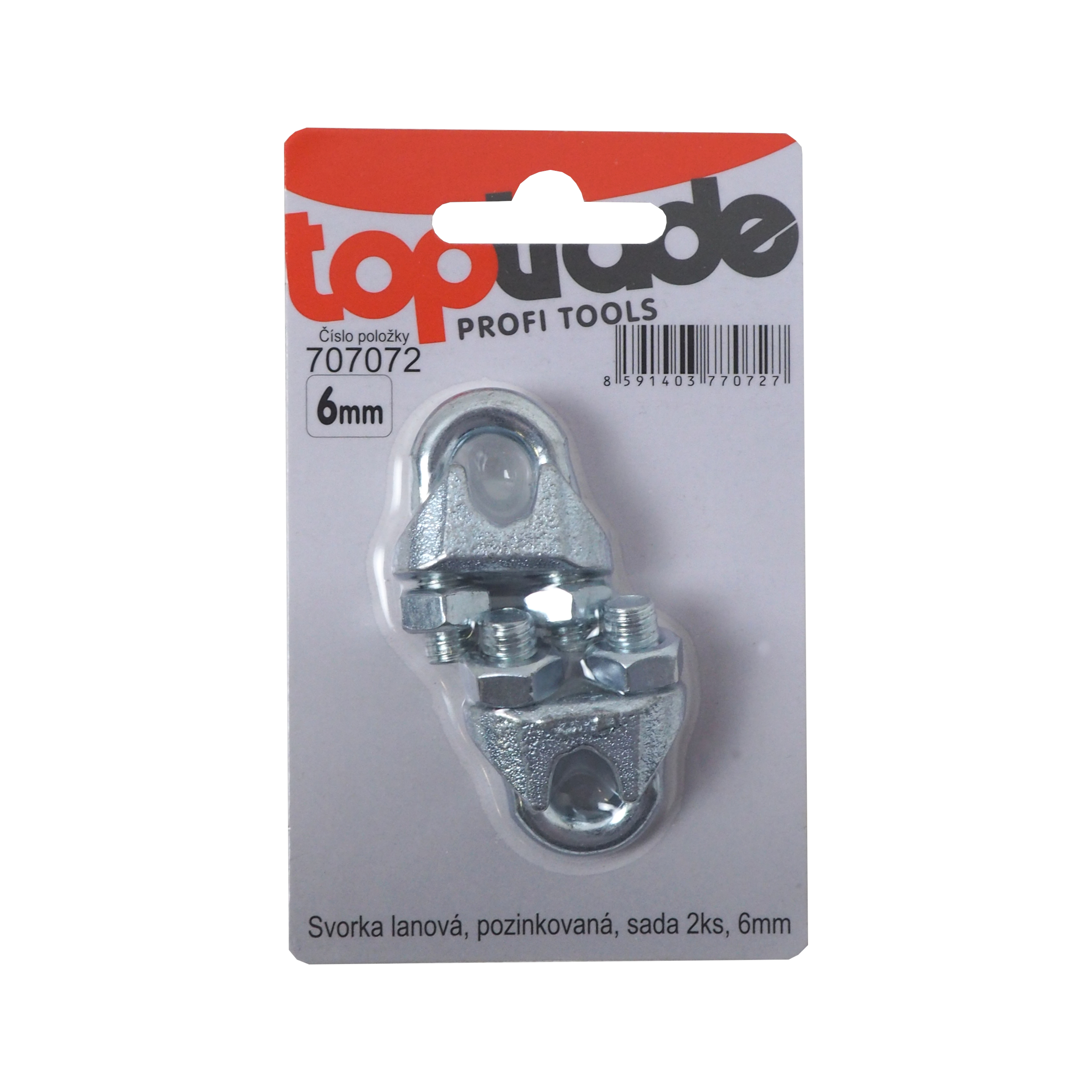 TOPTRADE svorka lanová 6 mm, pozinkovaná – 2 ks