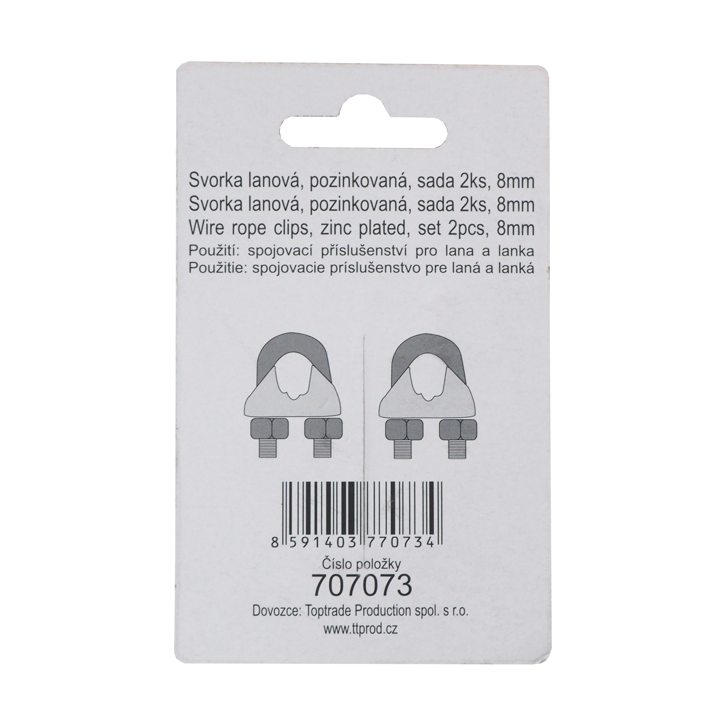 TOPTRADE svorka lanová 8 mm, pozink, 2 ks