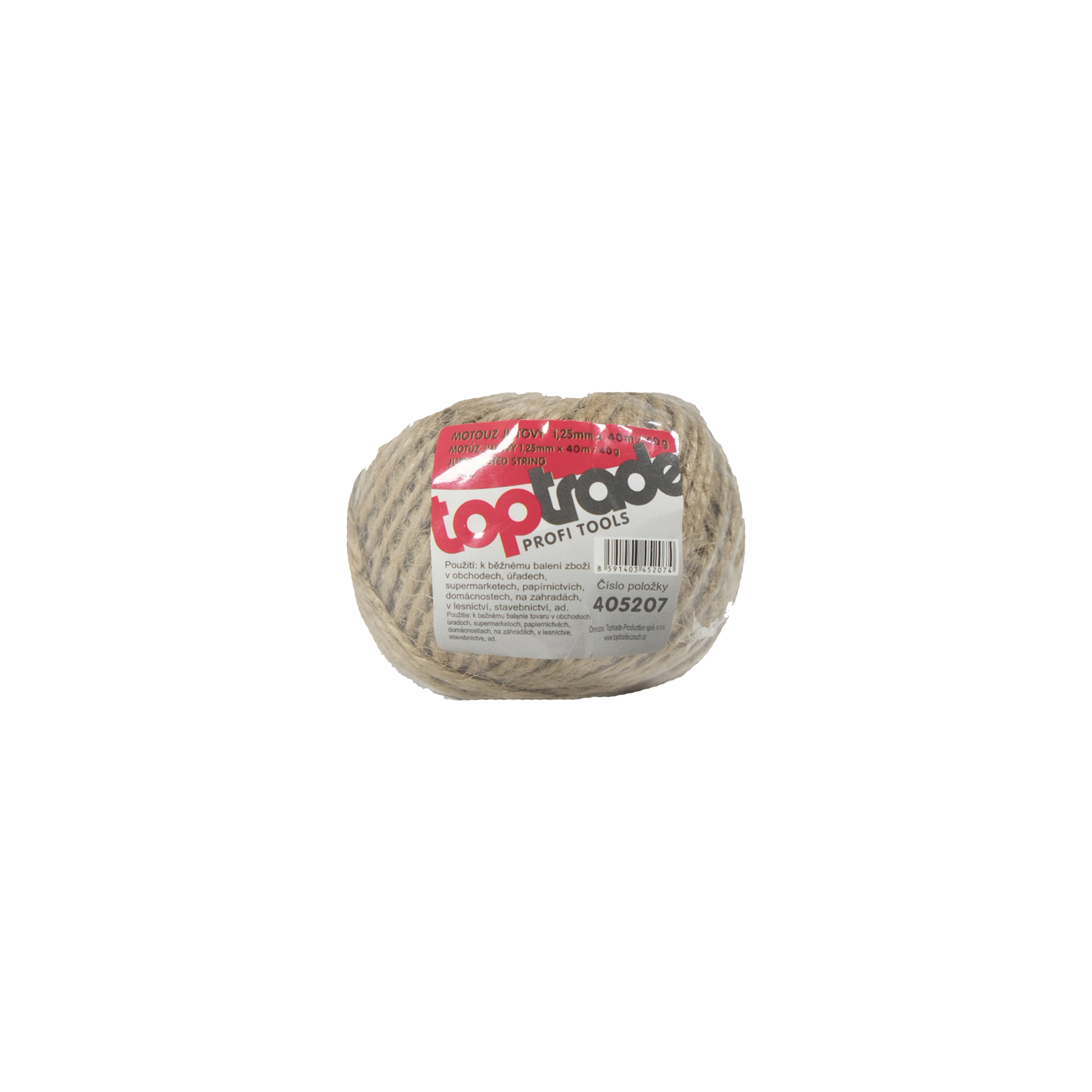 TOPTRADE jutový motouz Ø 1,25 mm, 40 m – přírodní provázek (40 g)