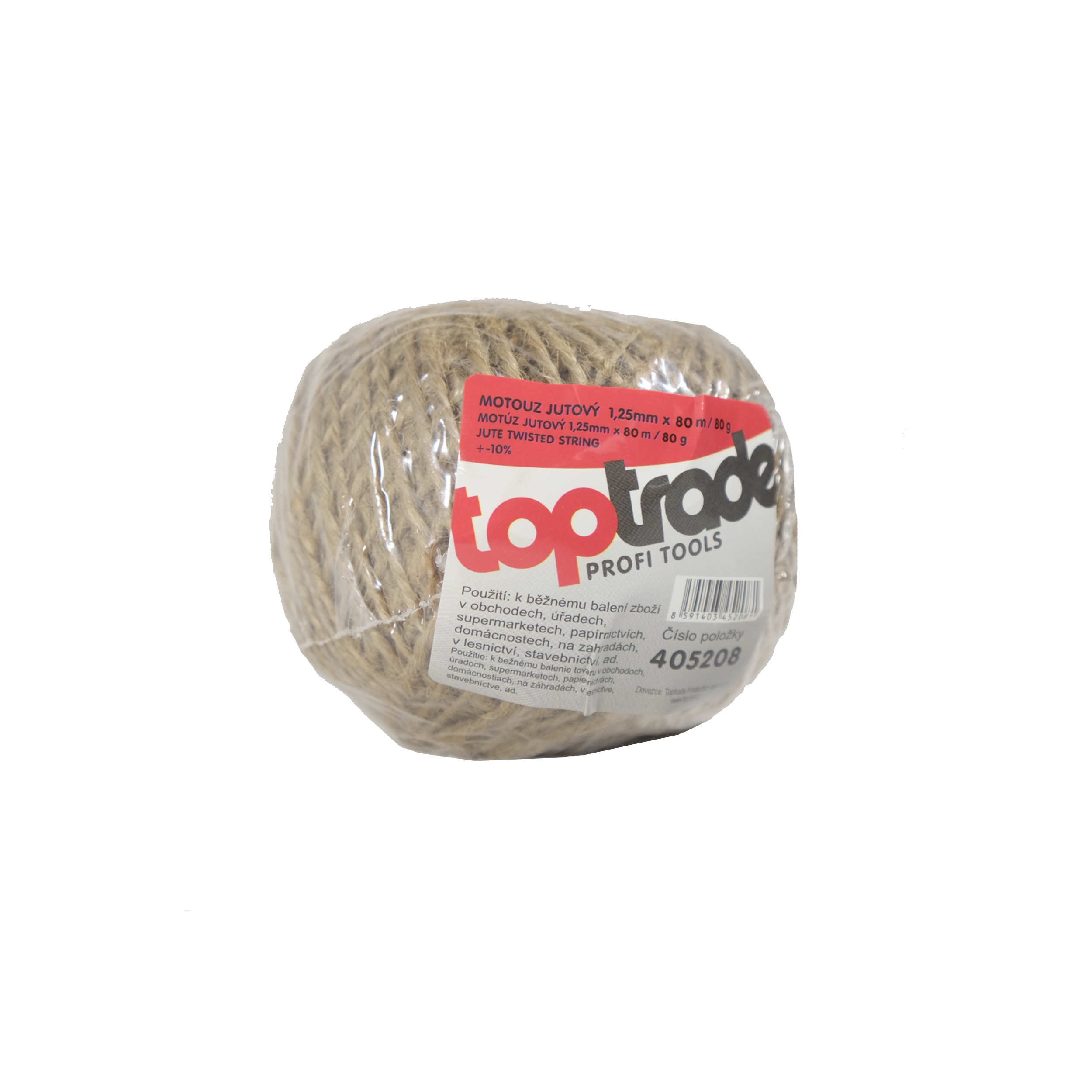 TOPTRADE jutový motouz 1,25 mm × 80 m (80 g) – přírodní