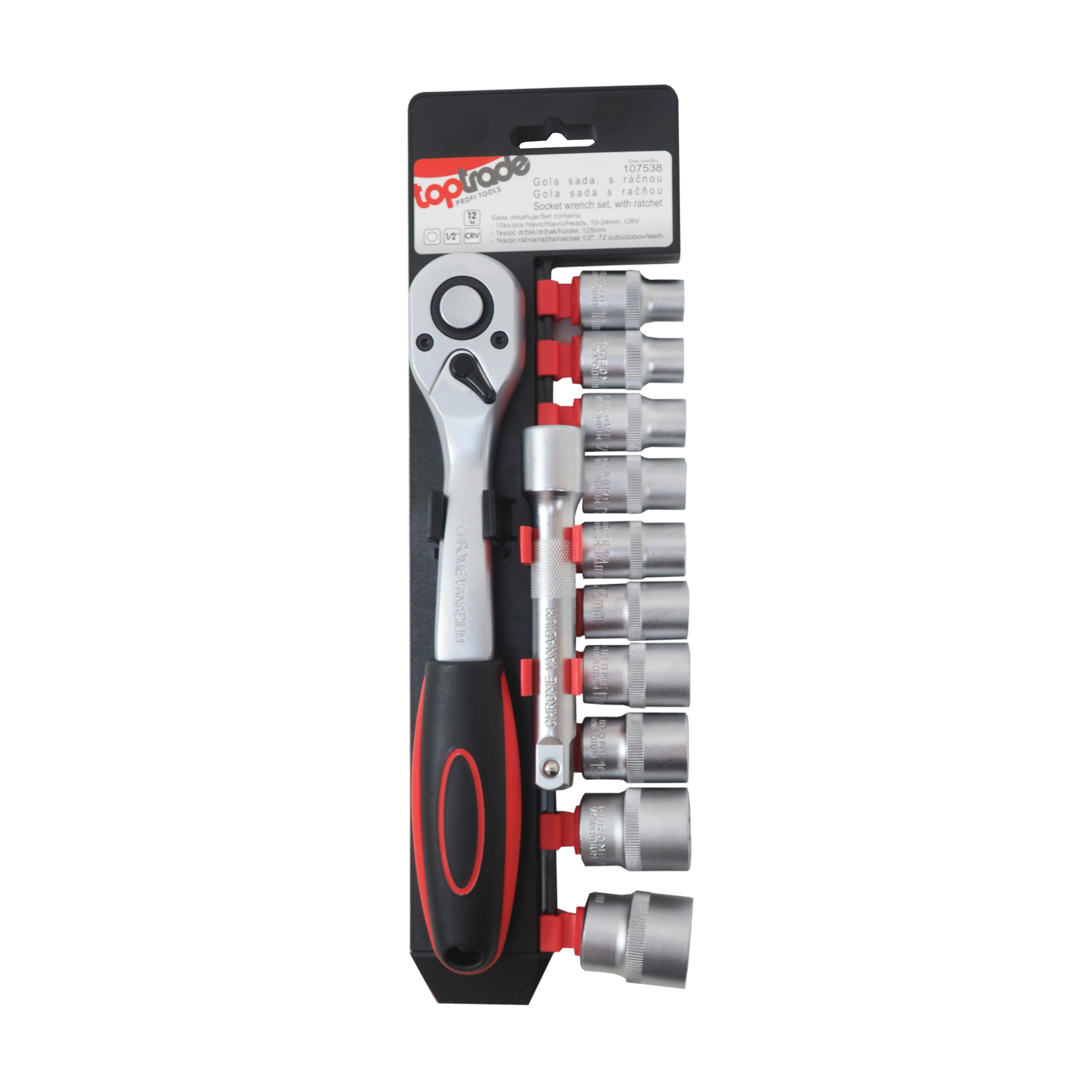 TOPTRADE gola sada 12 ks s ráčnou 1/2''