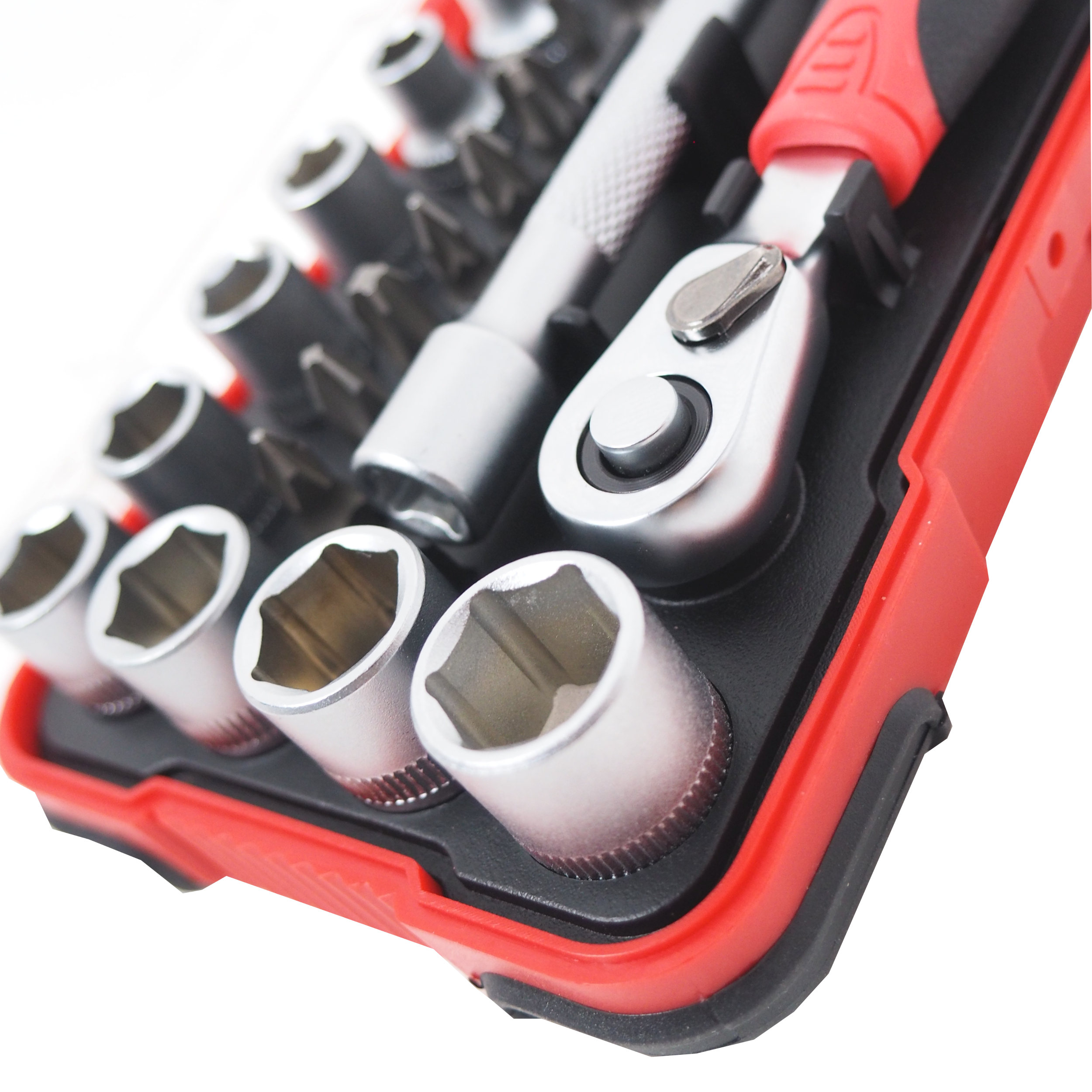 TOPTRADE Gola sada 1/4″ s ráčnou, bity S2 a hlavicemi 4–13 mm, 25 ks