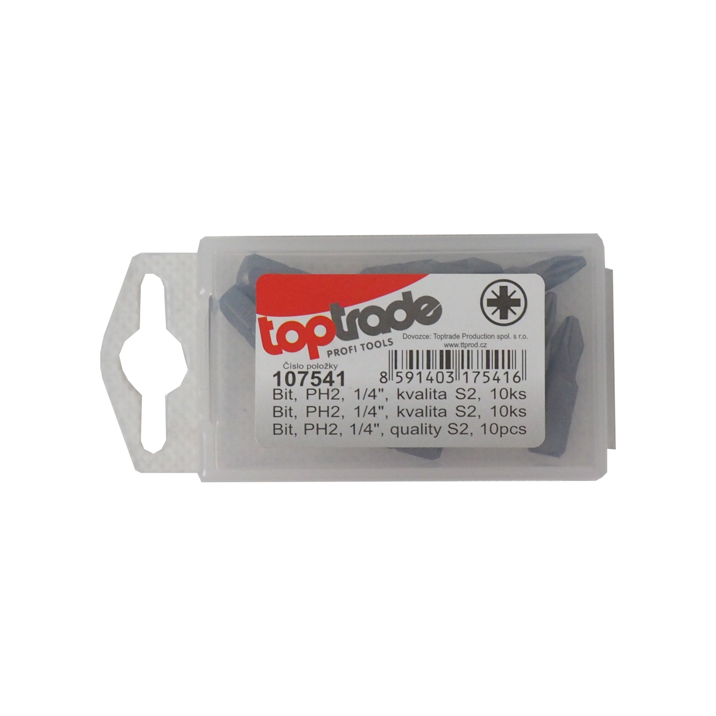 TOPTRADE bit PH2, 25 mm – sada 10 ks