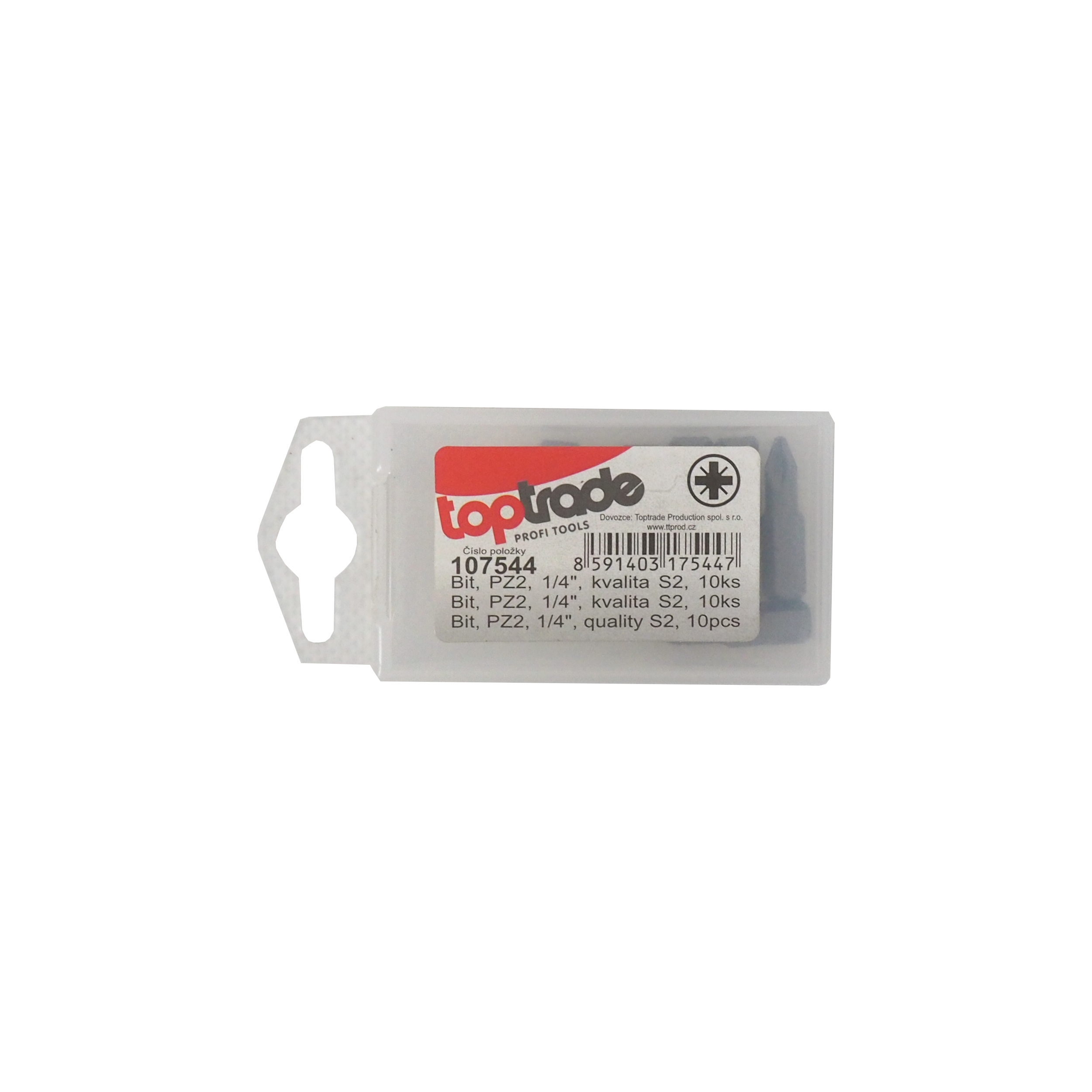 TOPTRADE bit PZ2, sada 10 ks, 25 mm