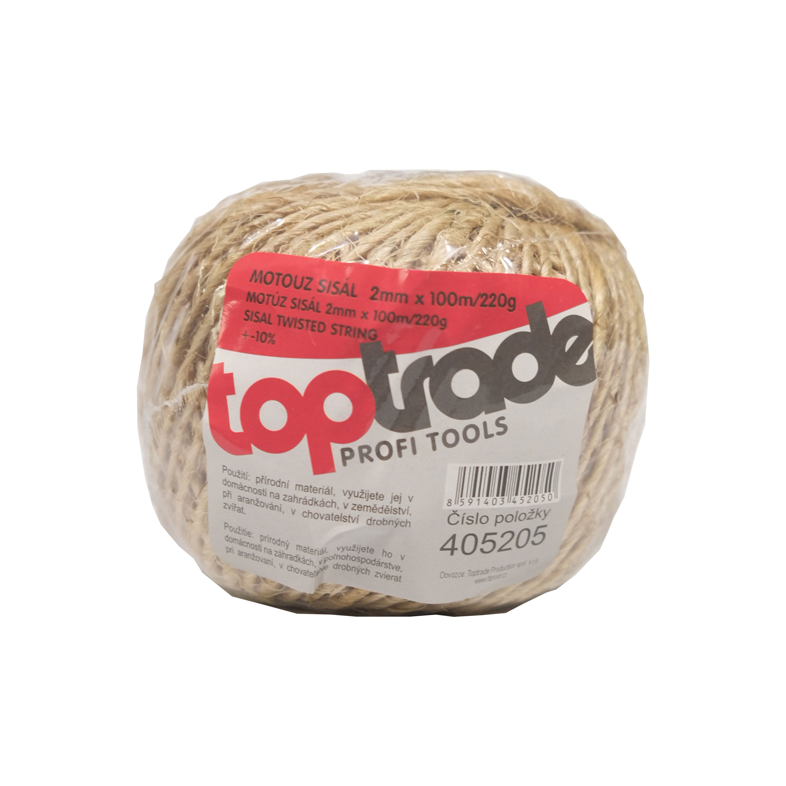 TOPTRADE sisalový motouz Ø 2 mm, 100 m (220 g)