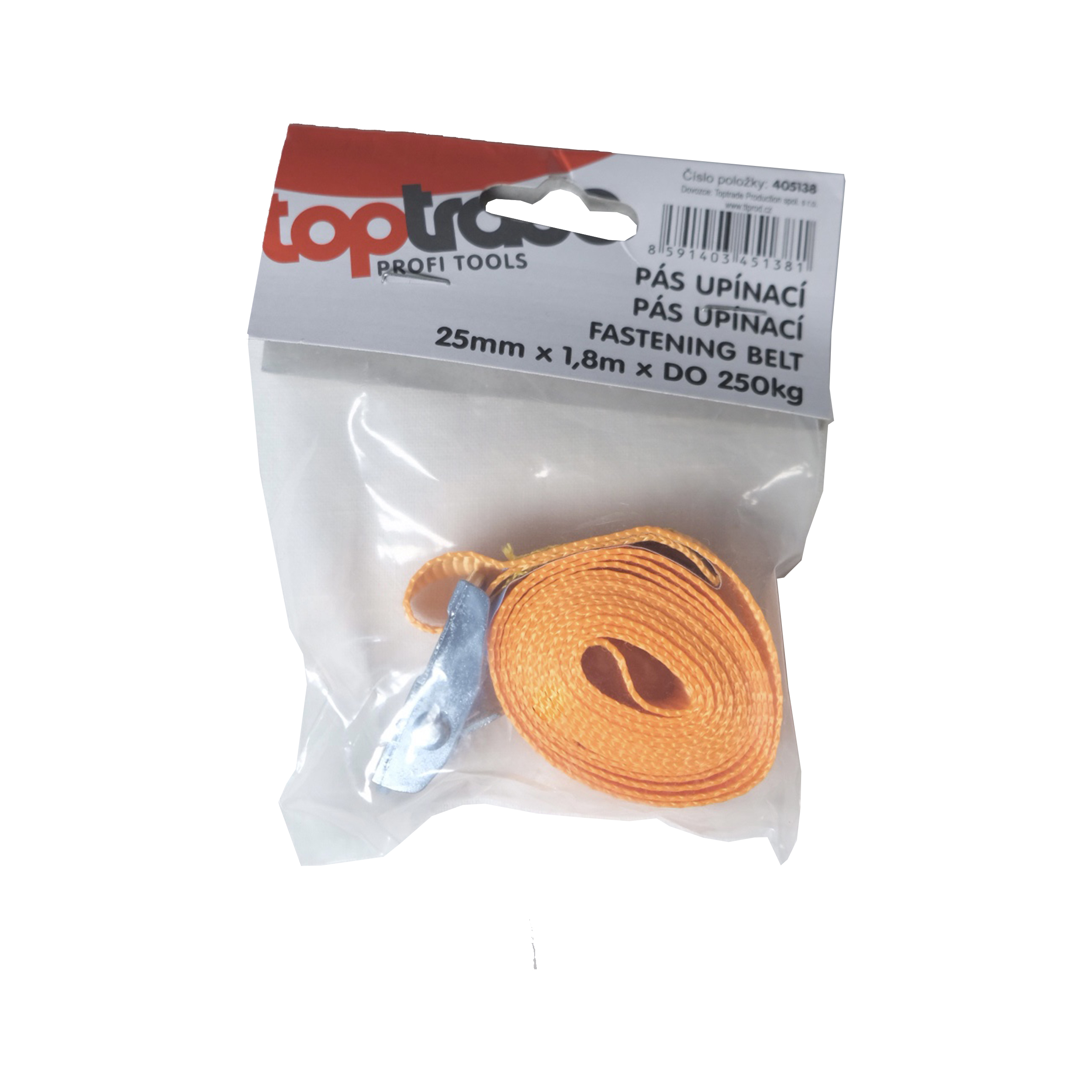 TOPTRADE upínací pás s přezkou 25 mm × 1,8 m, 250 kg