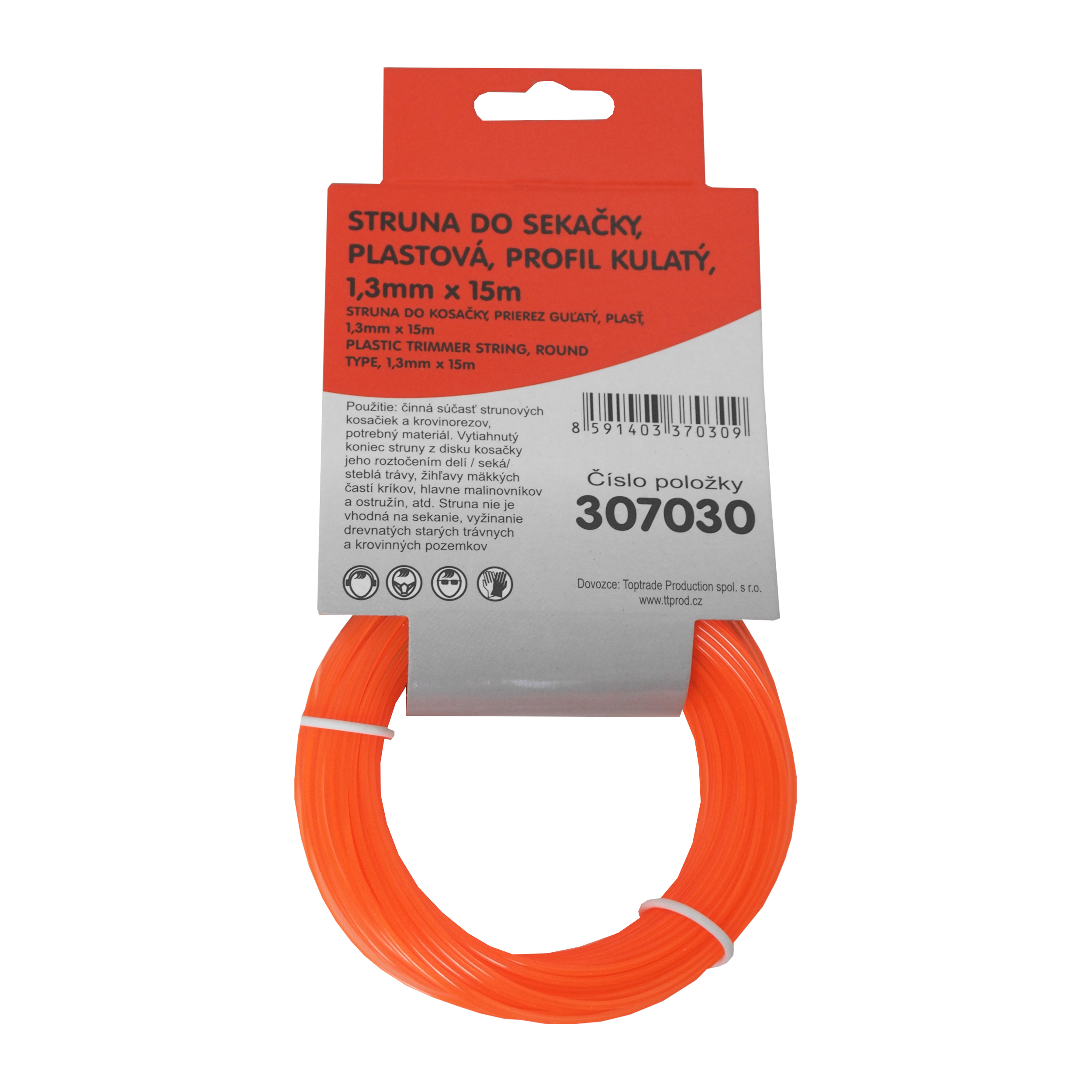 TOPTRADE struna do sekačky 1,3 mm, kulatá, 15 m