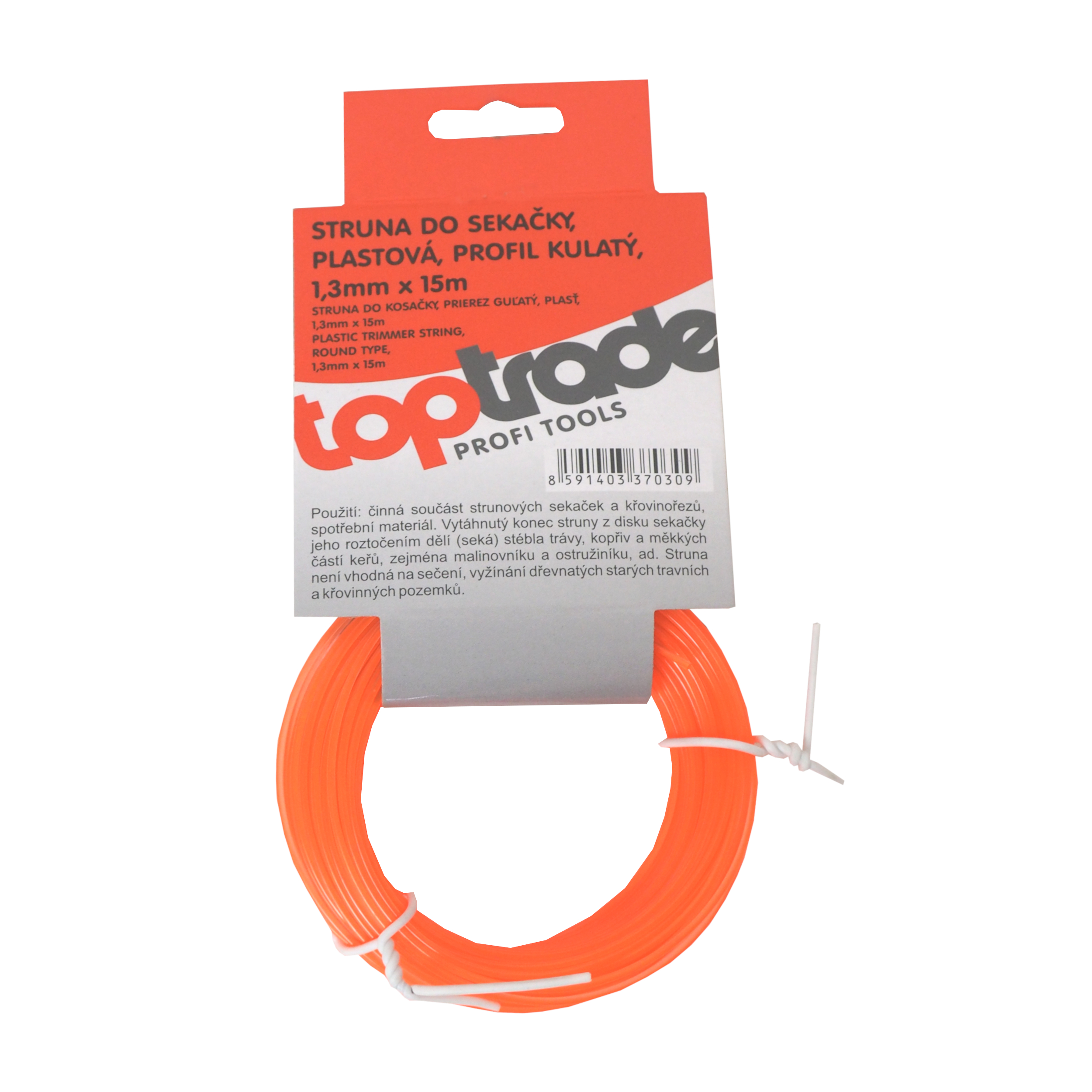 TOPTRADE struna do sekačky 1,3 mm, kulatá, 15 m