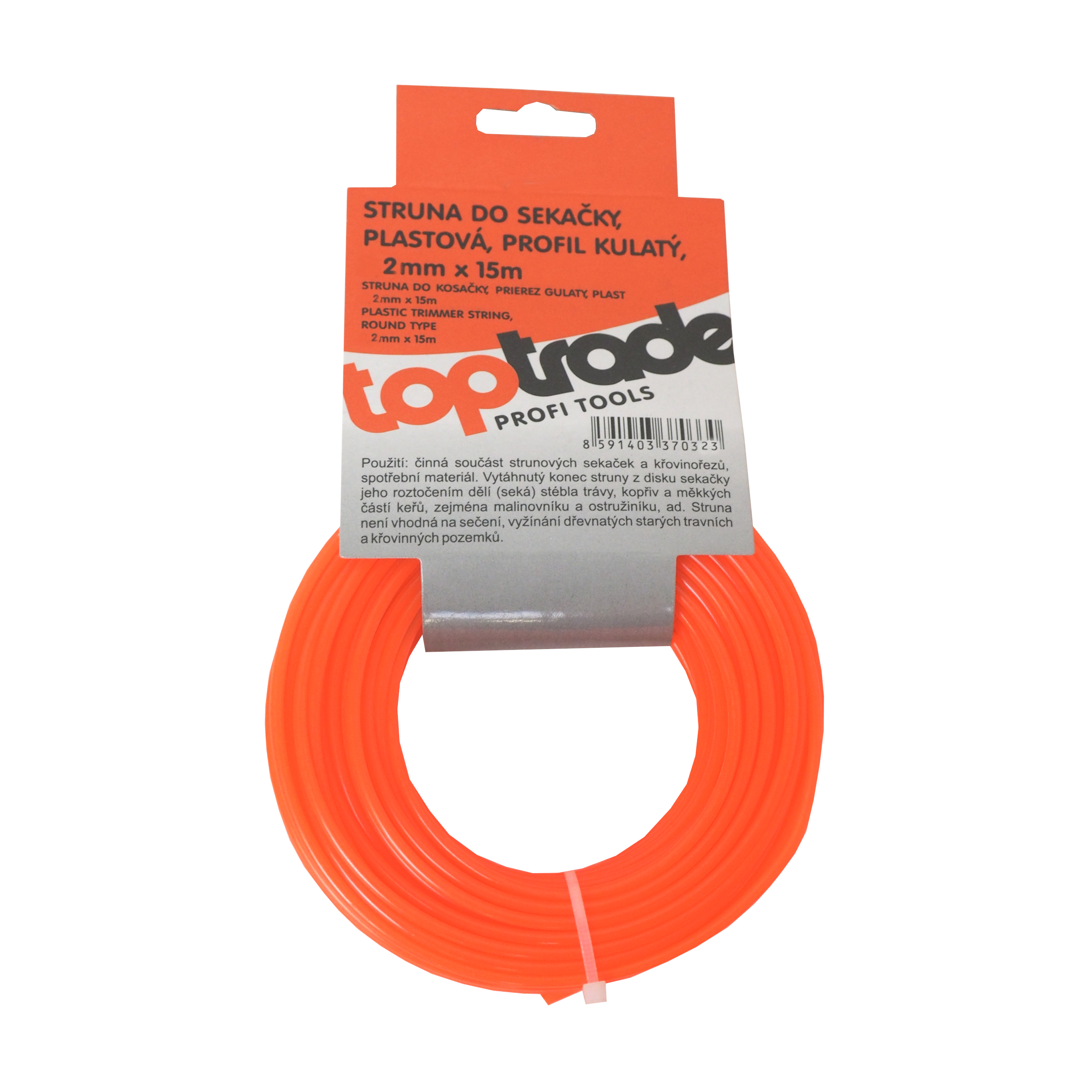 TOPTRADE vyžínací struna 1,6 mm, kulatá – 15 m