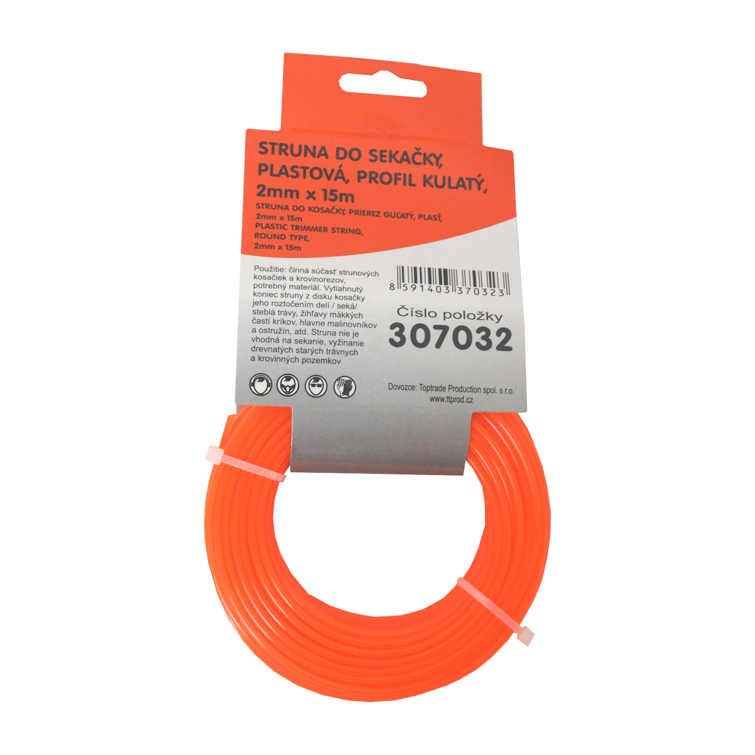 TOPTRADE vyžínací struna 1,6 mm, kulatá – 15 m