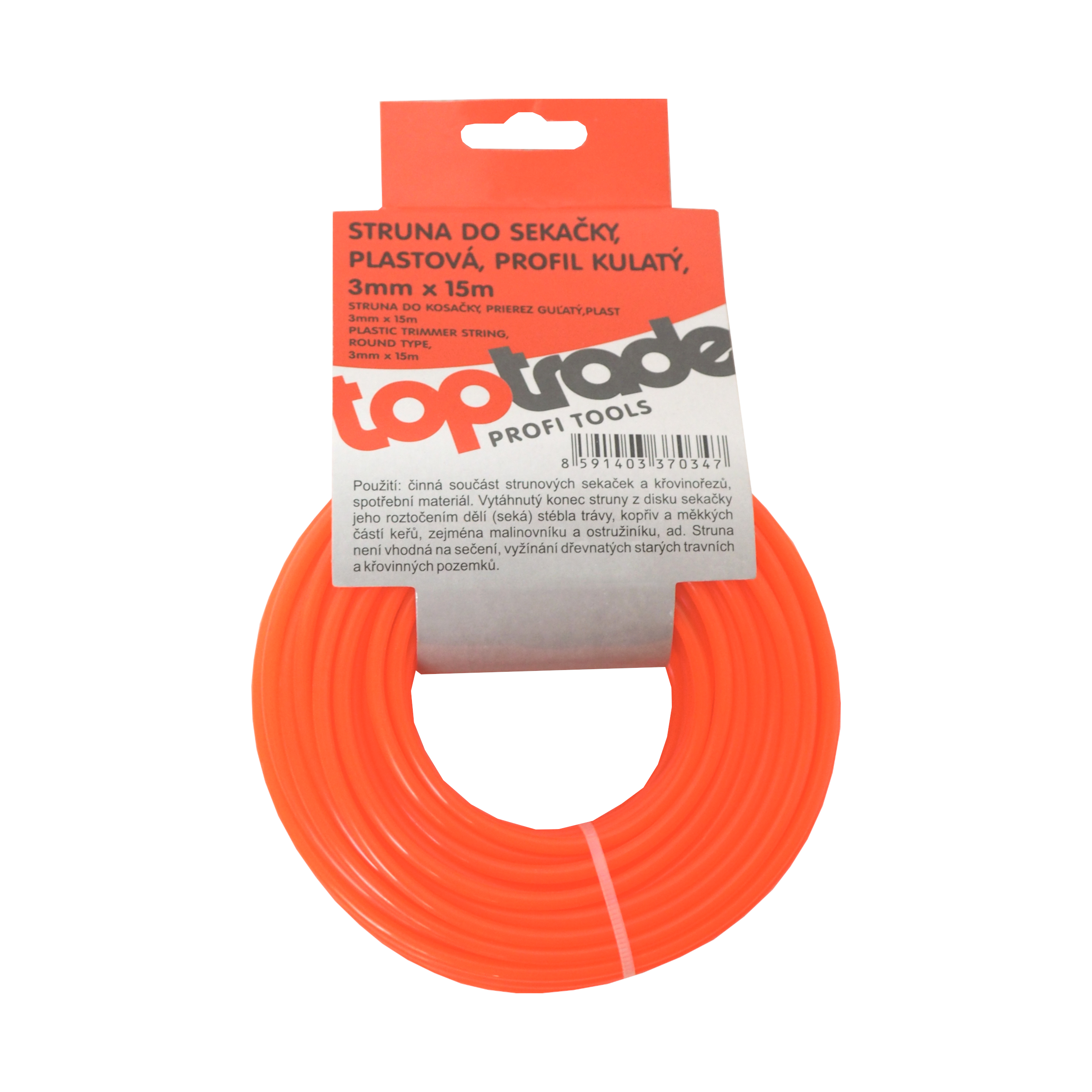 TOPTRADE vyžínací struna 2,4 mm, kulatá – 15 m