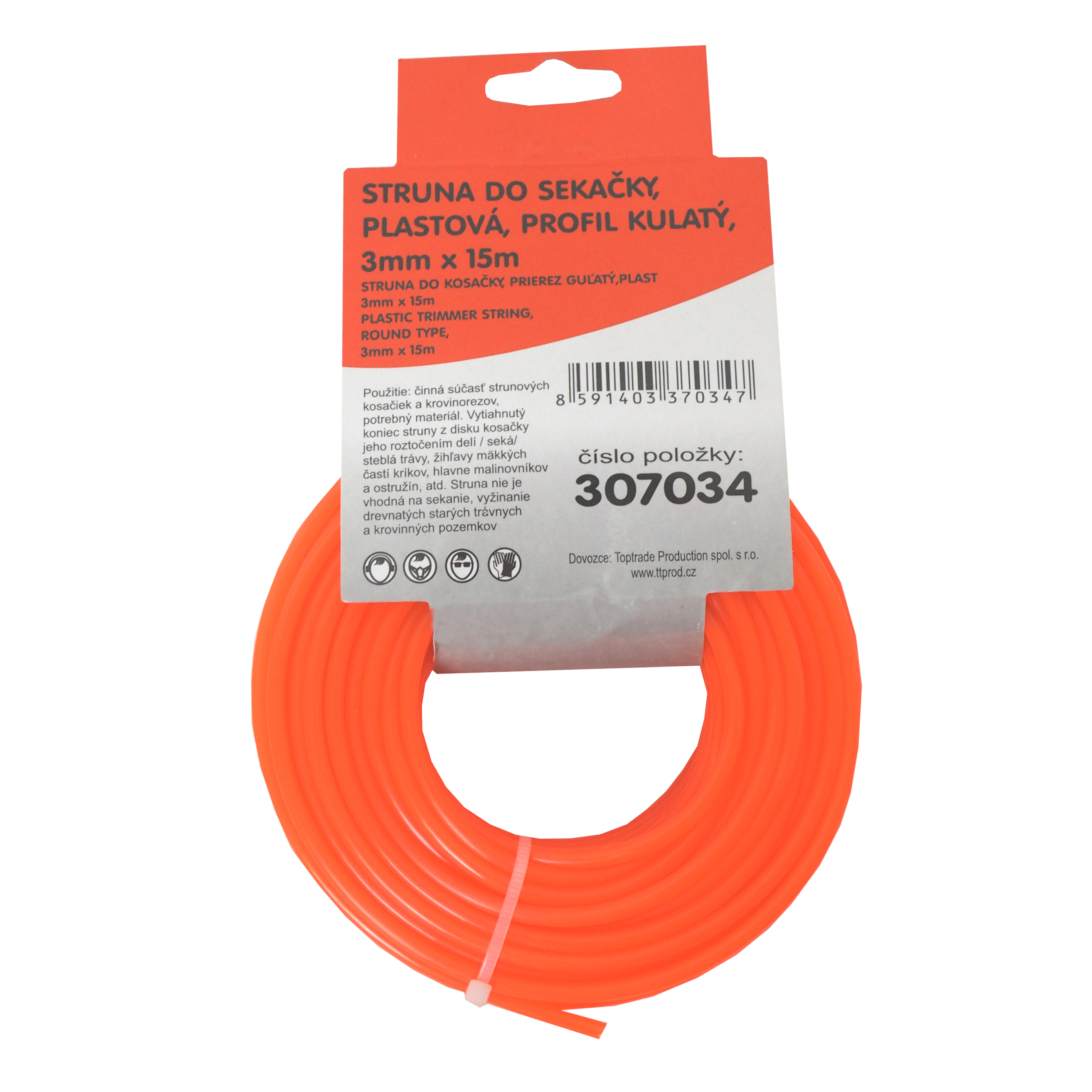 TOPTRADE vyžínací struna 2,4 mm, kulatá – 15 m